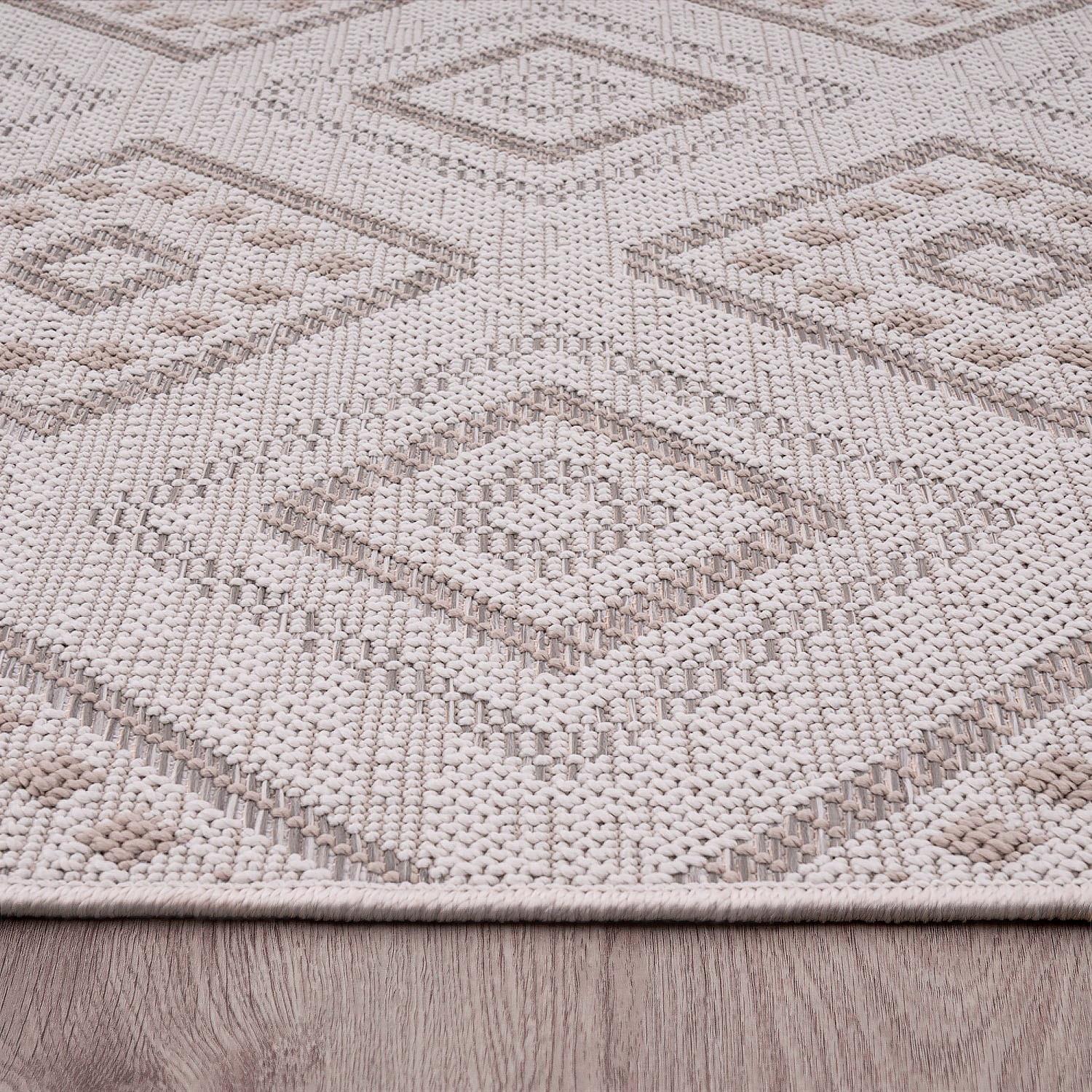 Paco Home Teppich »Vermont 184«, rechteckig, 4 mm Höhe, Flachgewebe, modernes Design mit Rauten, gesteift, Outdoor geeignet