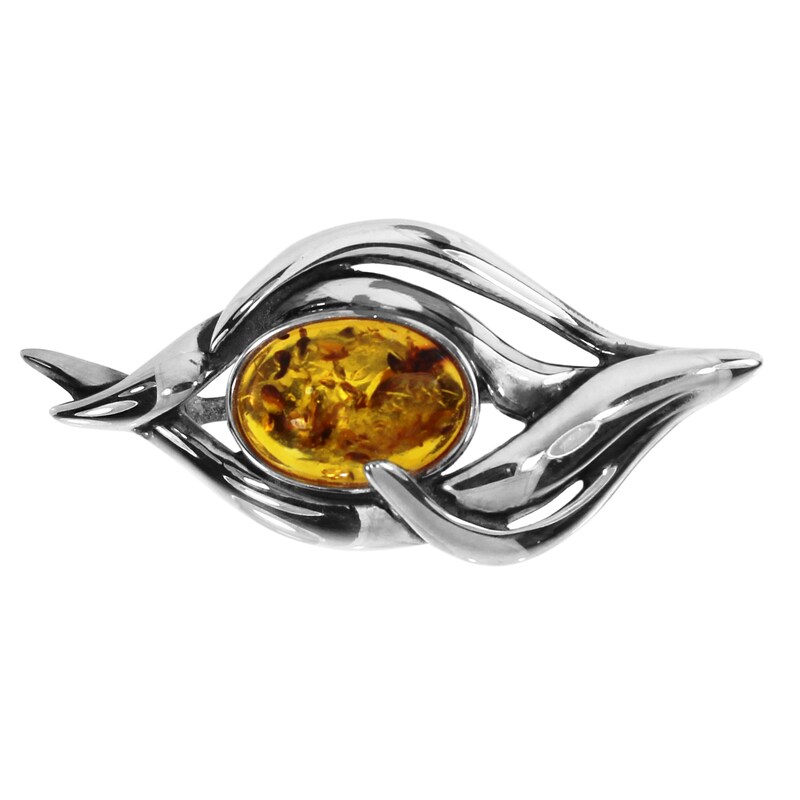 OSTSEE-SCHMUCK Brosche »Brosche Mine Brosche Mine« () 45x20mm Schöne Silberbrosche mit Bernstein