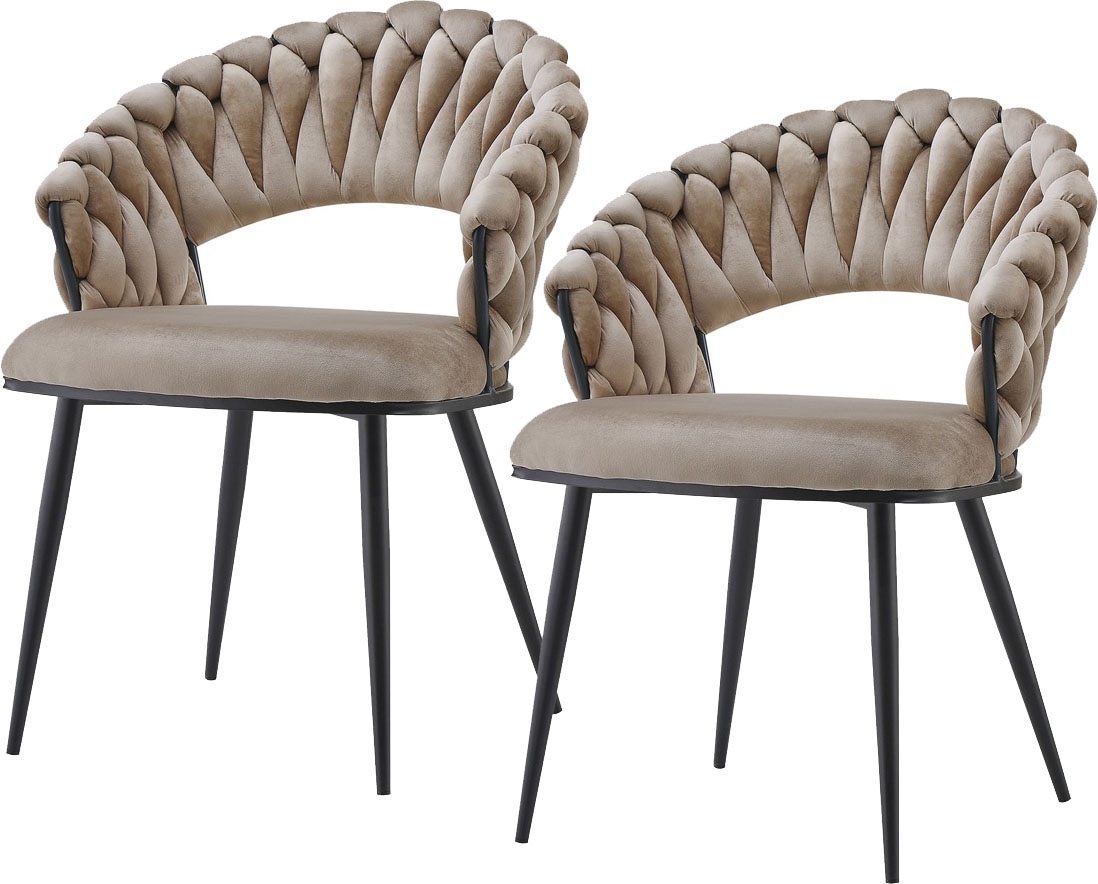 Kayoom Polsterstuhl »Stuhl Finesse 125 2er-Set, TOPSELLER! Flechtverarbeitung am Rücken«, (Set), 2 St., 2-er Set, angesagter Flechtoptik, bequem und stabil