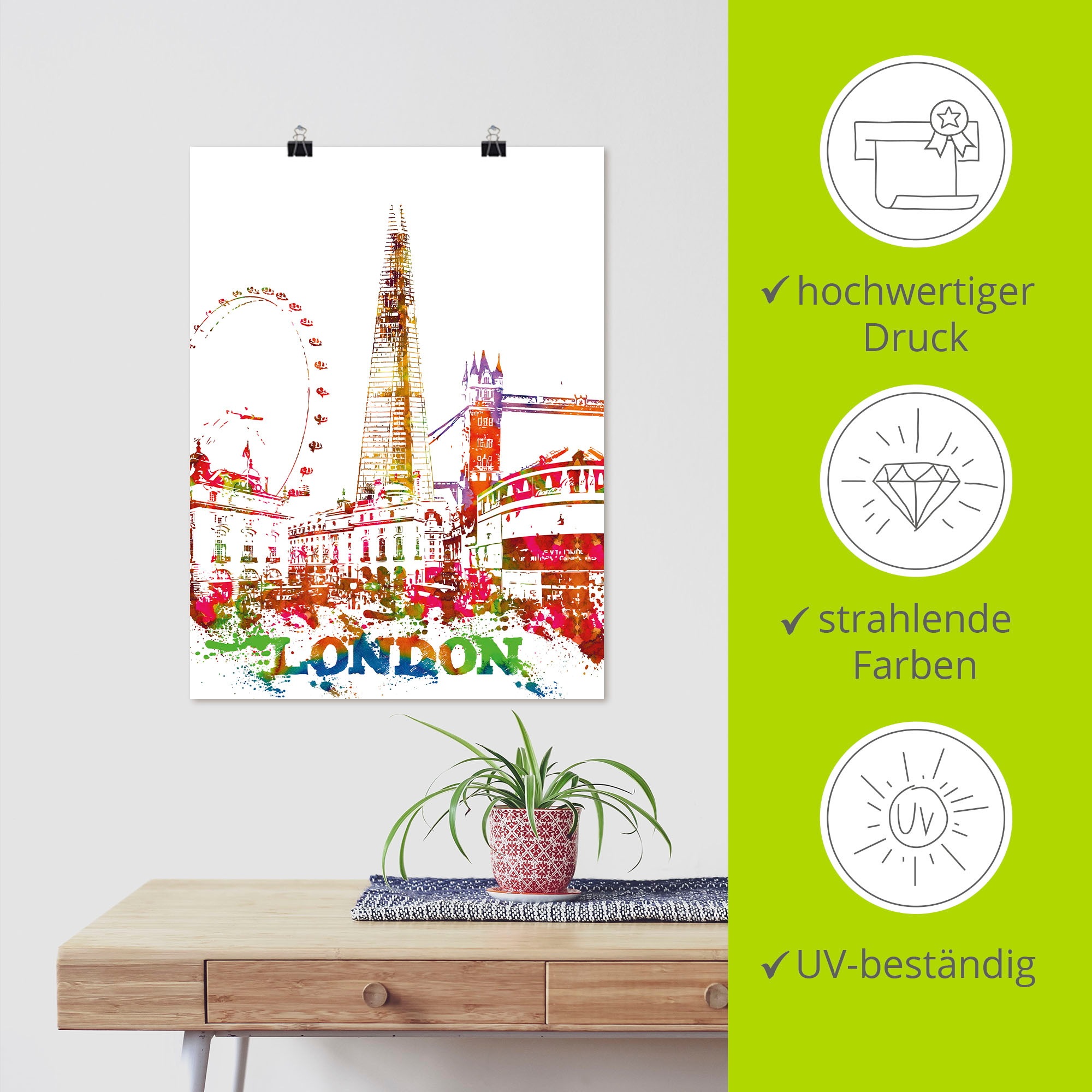 Artland Wandbild »London Grafik«, London, (1 St.), als Alubild, Leinwandbild, Wandaufkleber oder Poster in versch. Größen