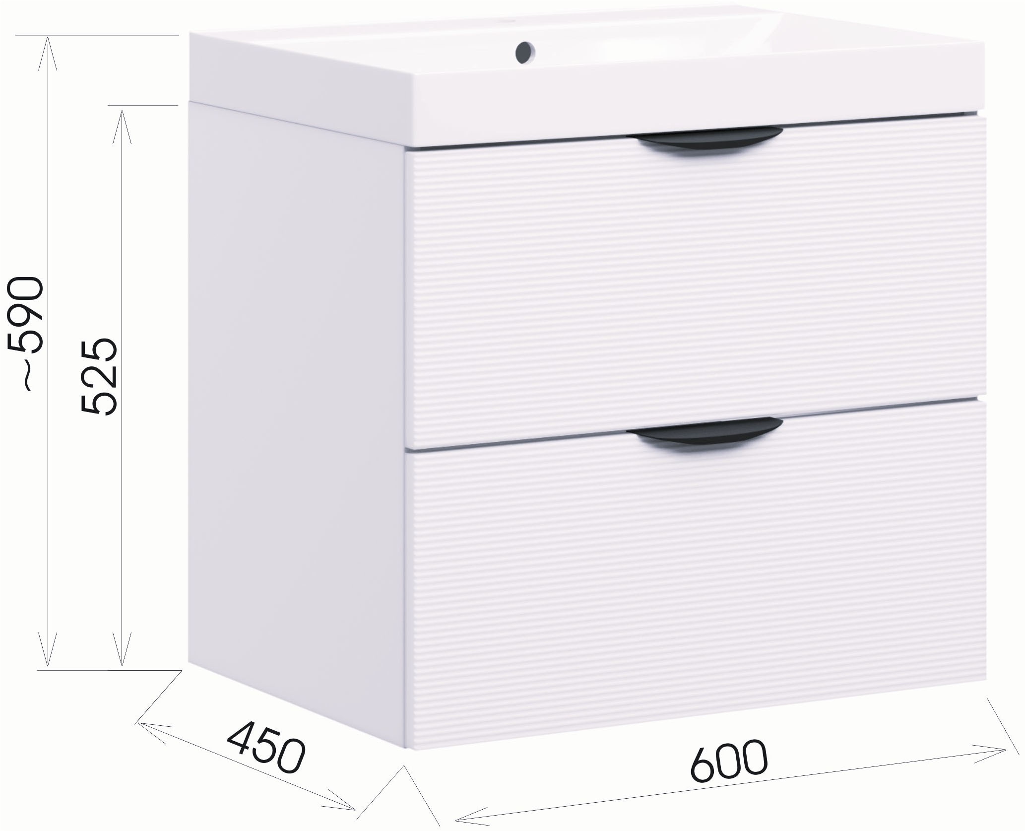 welltime Waschtisch »FLOW STRIPE mit Waschbecken, Breite 60 oder 80cm, modernes Design« Schrank mit 2 Schubladen, Soft-Close-Function, in 2 Breiten erhältlich