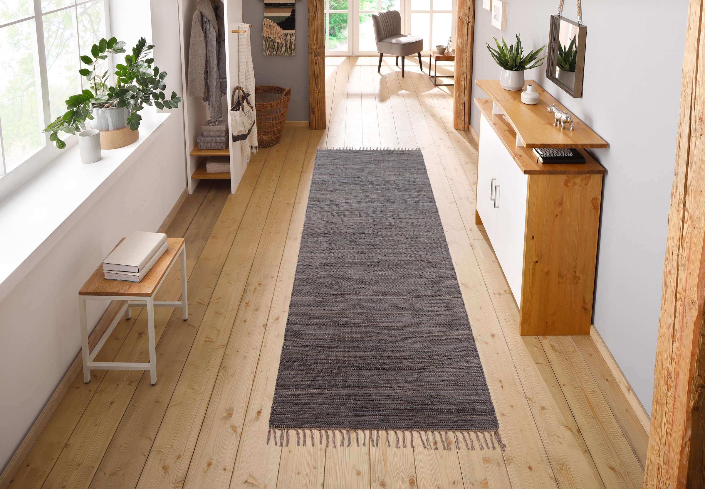 my home Teppich »Paul«, rechteckig, 5 mm Höhe, Wendeteppich, Uni, handgeweb günstig online kaufen