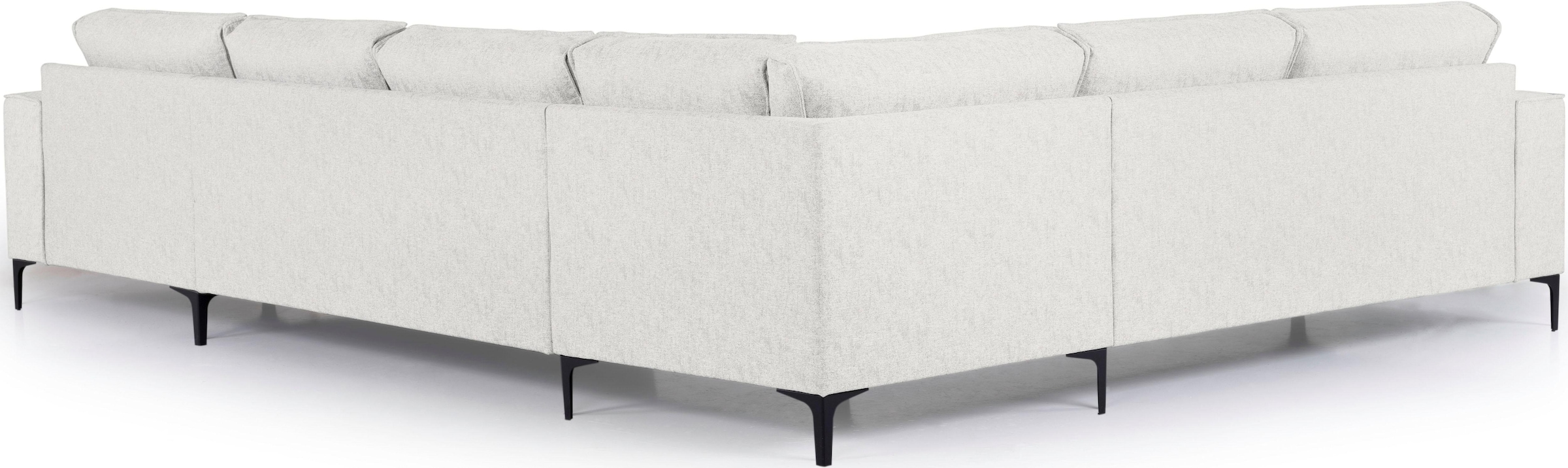 Places of Style Wohnlandschaft »XXL Sofa Oland, Struktur, Flachgewebe, Luxus-Microfaser, Boucle«, U-Form, 342 cm, Wellenunterfederung, Skandi-Design, Metallfüße