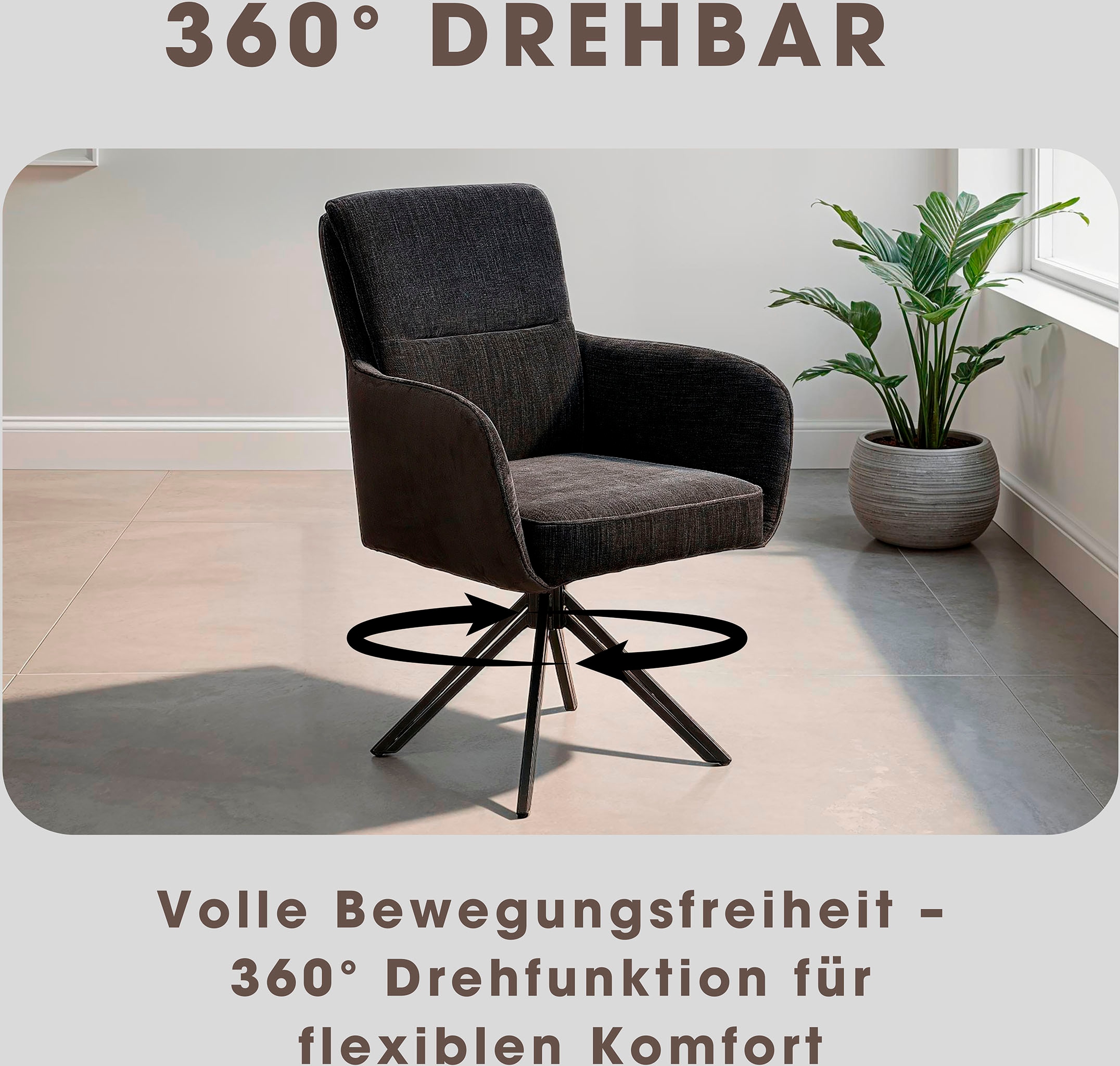 byLIVING Esszimmerstuhl »Tino« (Set) 2 Stk. Microfaser | Webstoff 360 Grad drehbar mit Federkernpolsterung, hochwertige Polsterbezüge