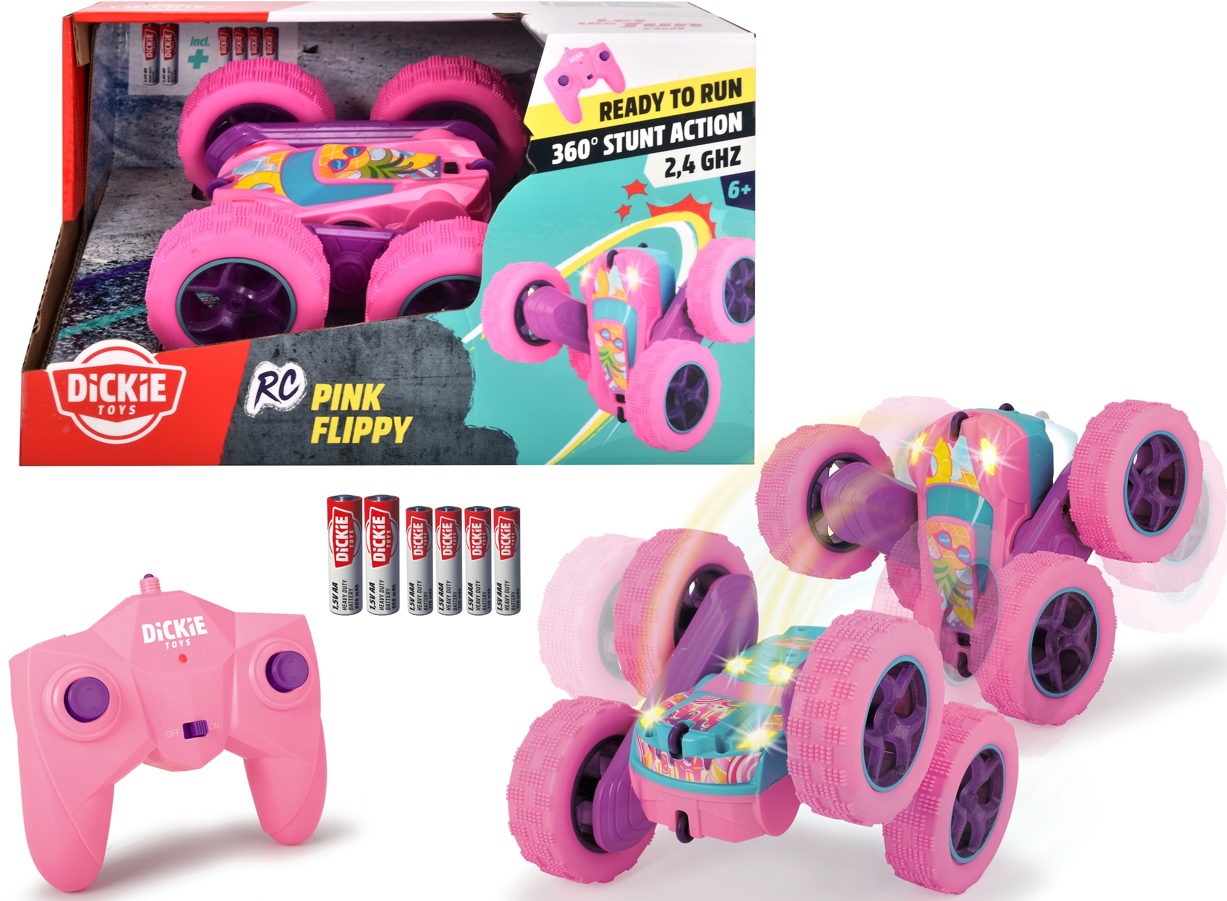 Dickie Toys RC-Monstertruck »Pink Flippy; 2,4 GHz«, mit Licht, Rotations- und Flip-Funktion