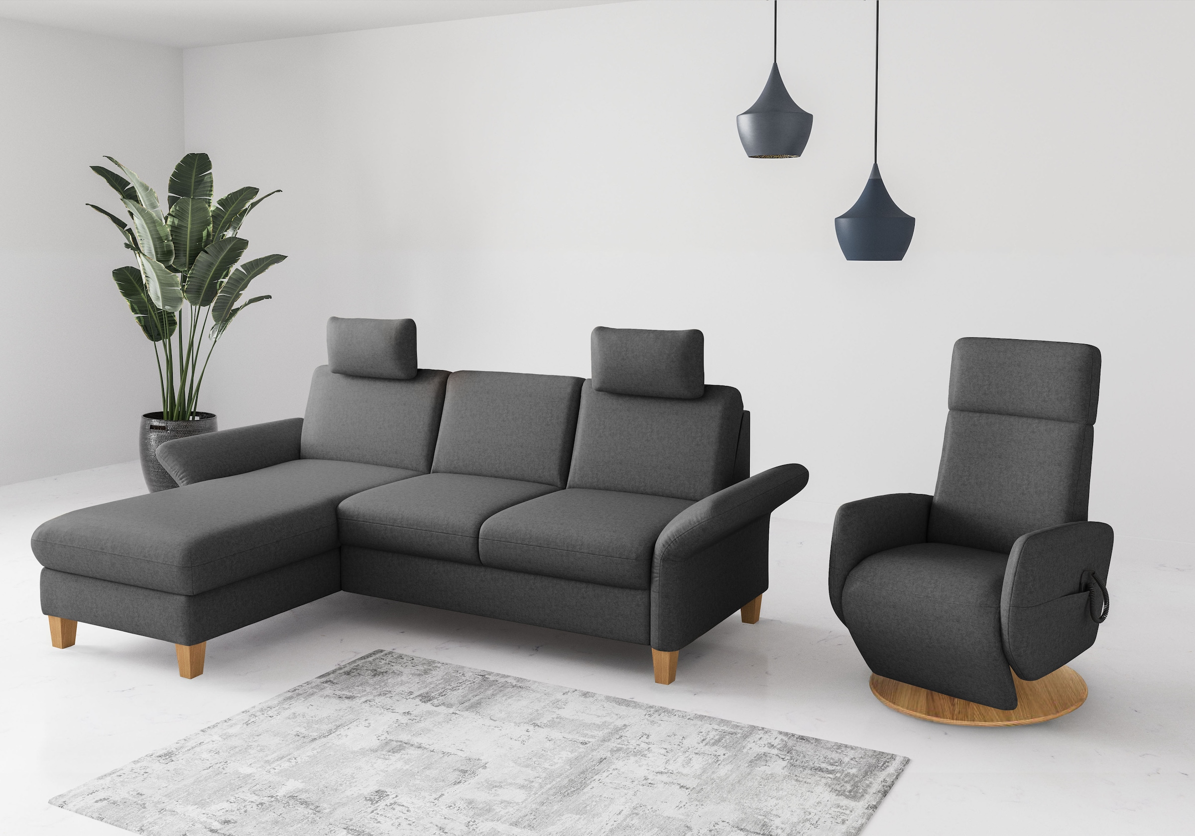 Home affaire Ecksofa »Rochelle«, wahlweise mit Armlverstellung, Klappbett mit Rollen & Bettkasten