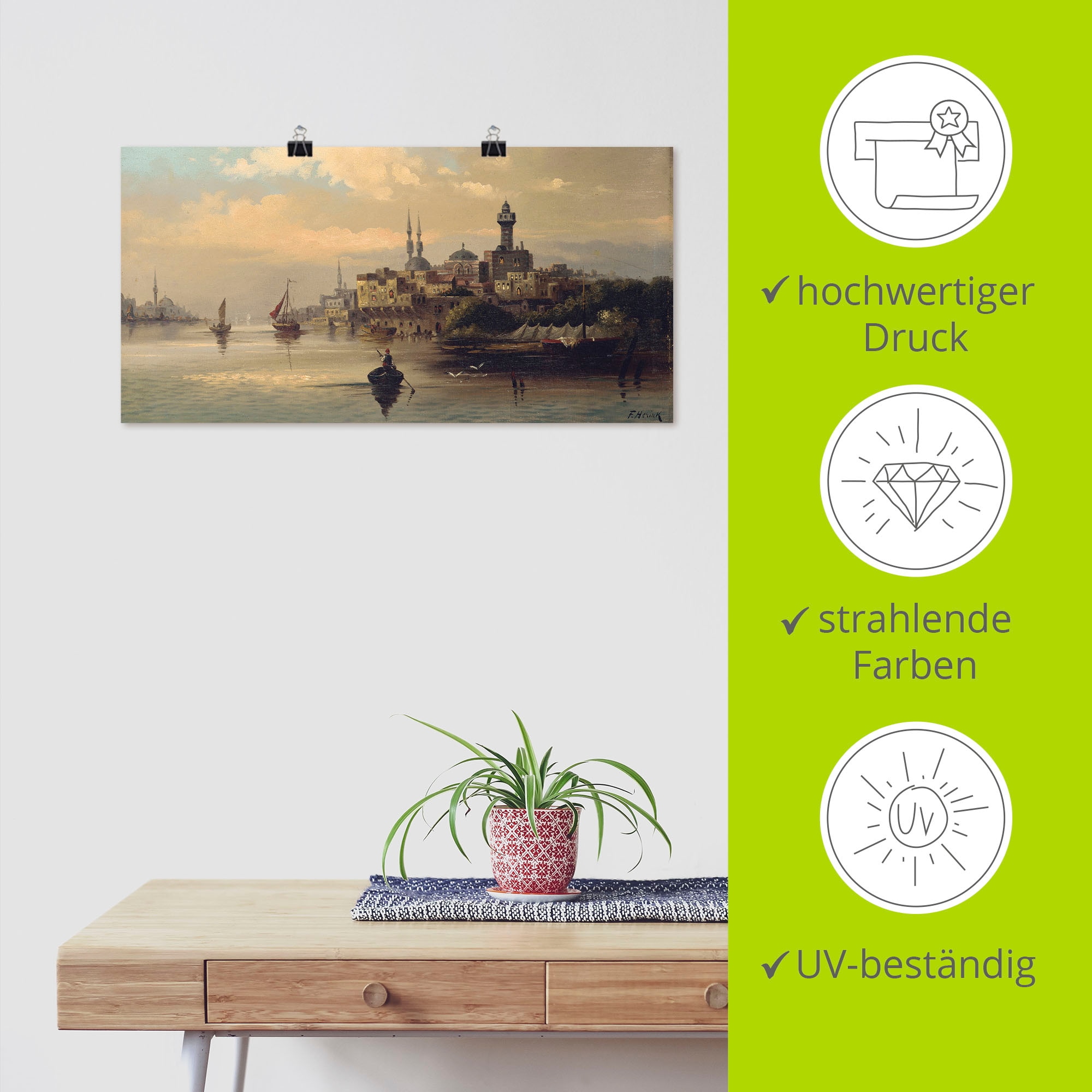 Artland Wandbild »Kauffahrtsschiffe auf Bosporus, Istanbul«, Gewässer, (1 St.), als Leinwandbild, Poster, Wandaufkleber in verschied. Größen