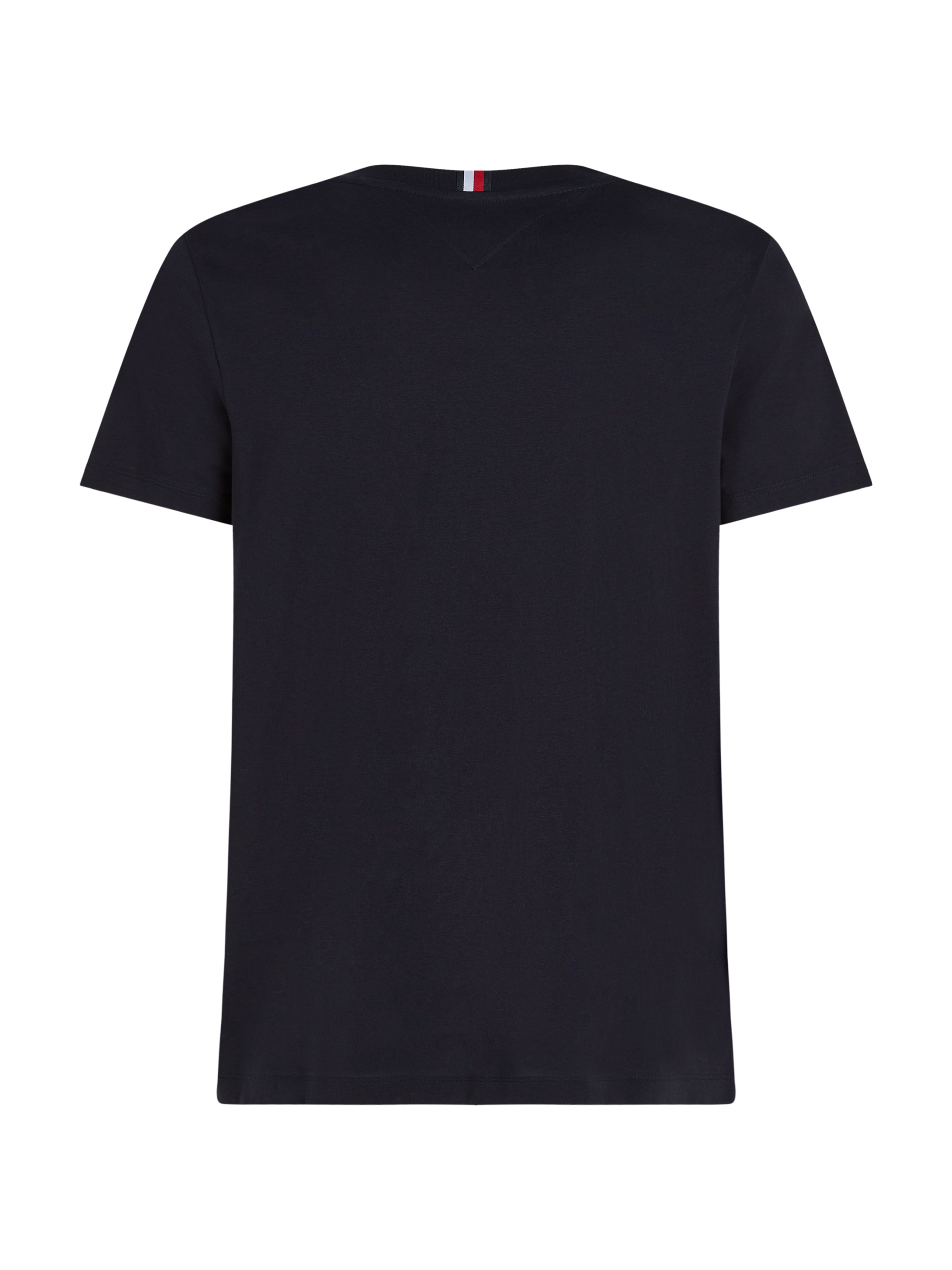 Tommy Hilfiger T-Shirt »HILFIGER GLOBAL STRIPE TEE«, kontrastfarbener Print auf de Brust