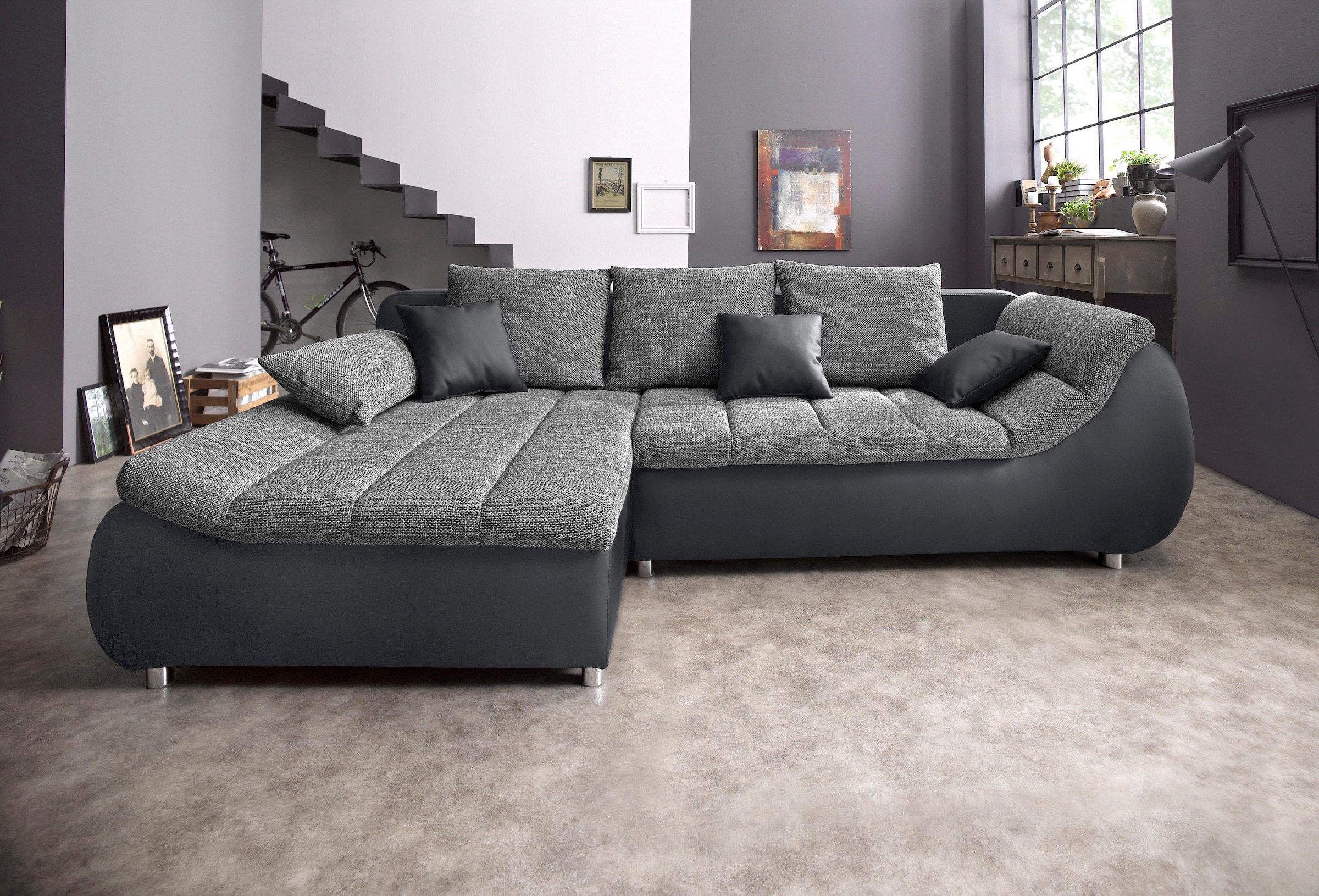 Home affaire Ecksofa »Imola, bequem, aktuelle Steppung im Sitz, L-Form, Bre günstig online kaufen