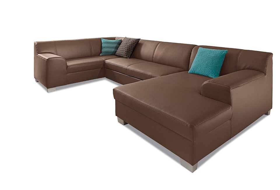 DOMO collection Wohnlandschaft »Amando in vielen Bezugsvarianten, auch in Leder, komfortabel, U-Form«, wahlweise mit Bettfunktion, fester Sitzkomfort, frei im Raum stellbar