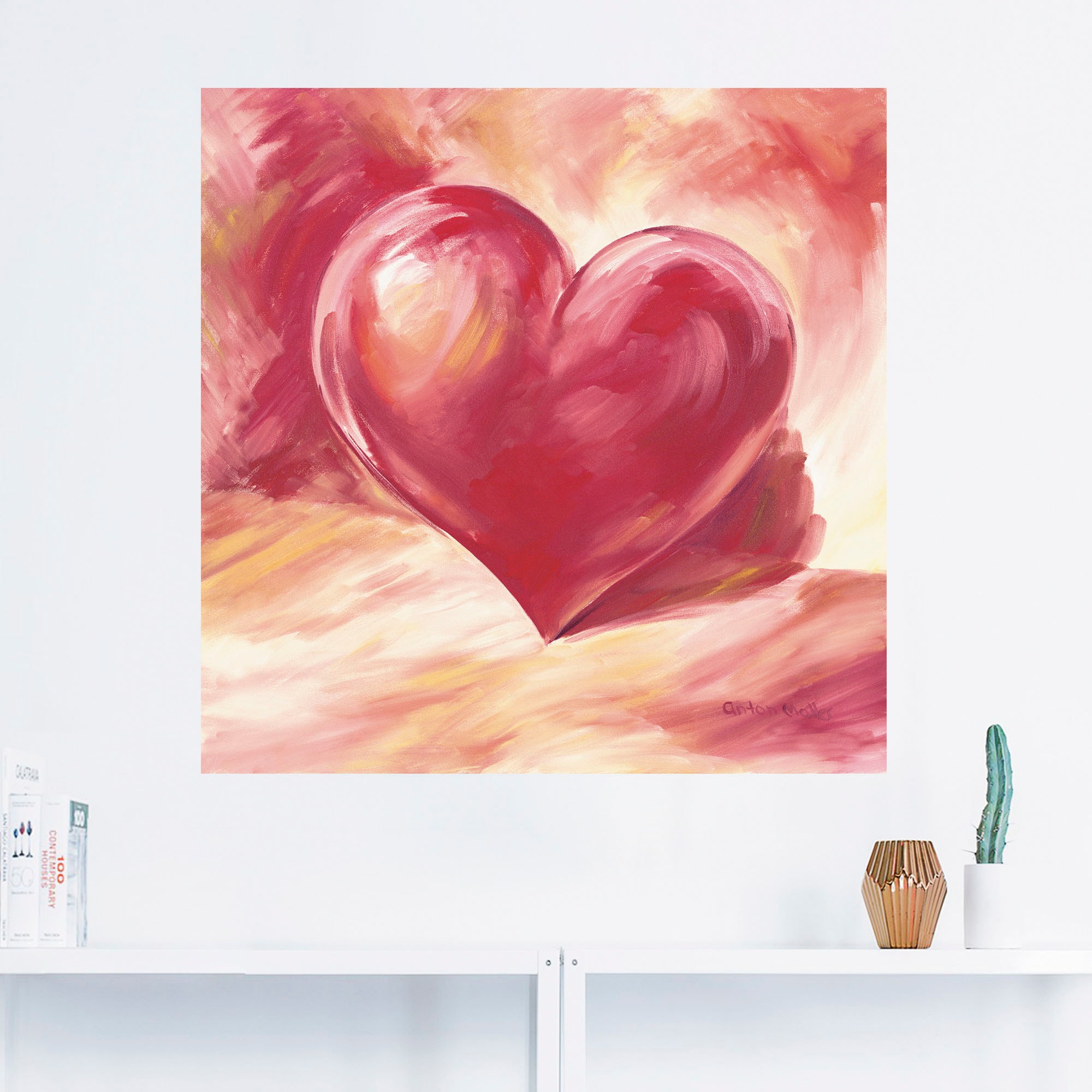 Artland Wandbild »Rosa/rotes Herz«, Herzen, (1 St.), als Alubild,  Leinwandbild, Wandaufkleber oder Poster in versch. Größen auf Rechnung  bestellen | Poster