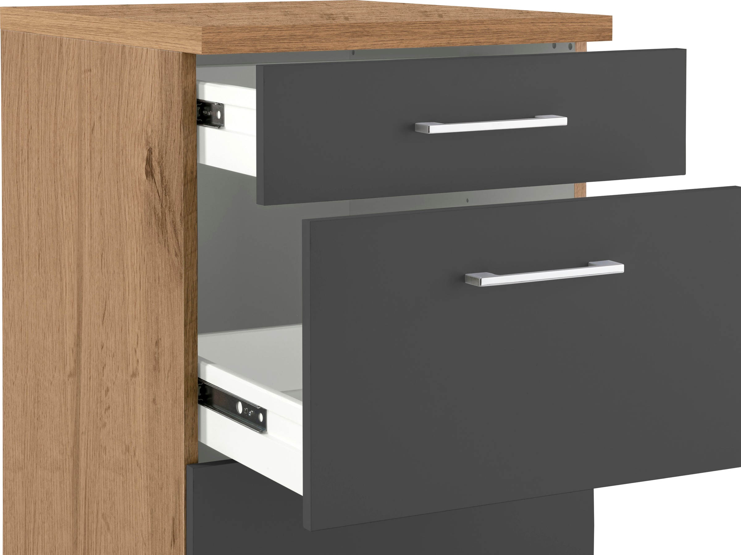 KOCHSTATION Auszugsunterschrank »KS-Colmar«, 50 cm, mit Metallgriff, alles sofort greifbar dank zwei großer Auszüge