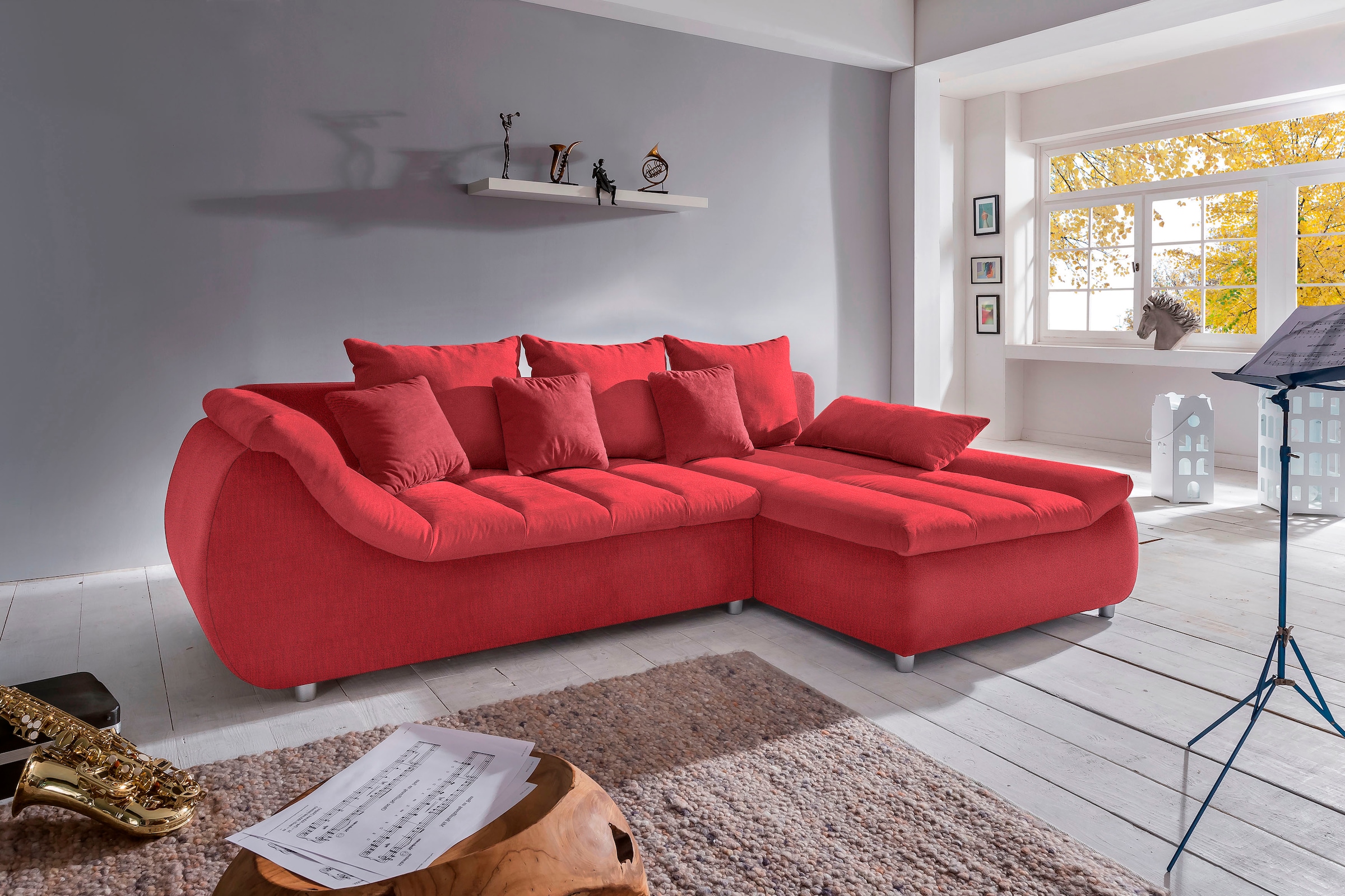 INOSIGN Ecksofa »Imola elegant und bequem, aktuelle Steppung im Sitz, L-For günstig online kaufen