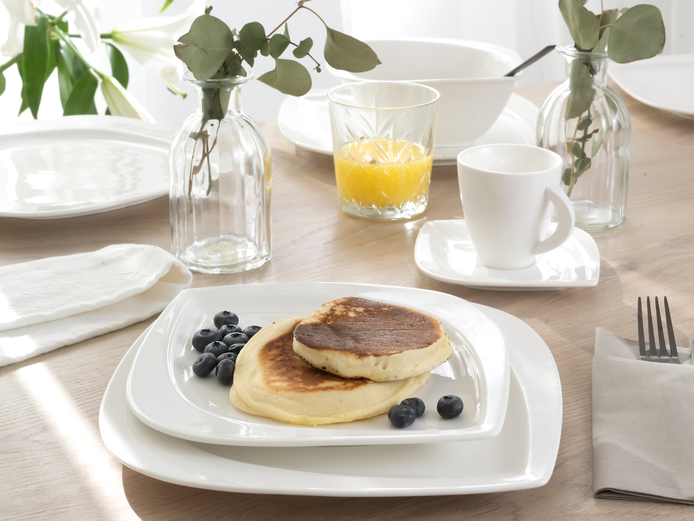 CreaTable Kombiservice »Geschirr-Set Melbourne«, (Set, 30 tlg., Kaffeeservice und Tafelservice im Set, für 6 Personen), Service, elegante Blattform, 30 Teile, für 6 Personen