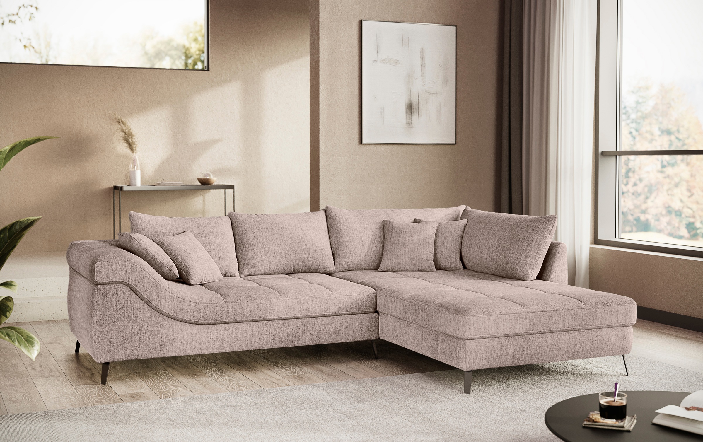 Mr. Couch Ecksofa »Portofino L-Form«, 4 Bezugsqualitäten, 13,5 cm hohe Meta günstig online kaufen