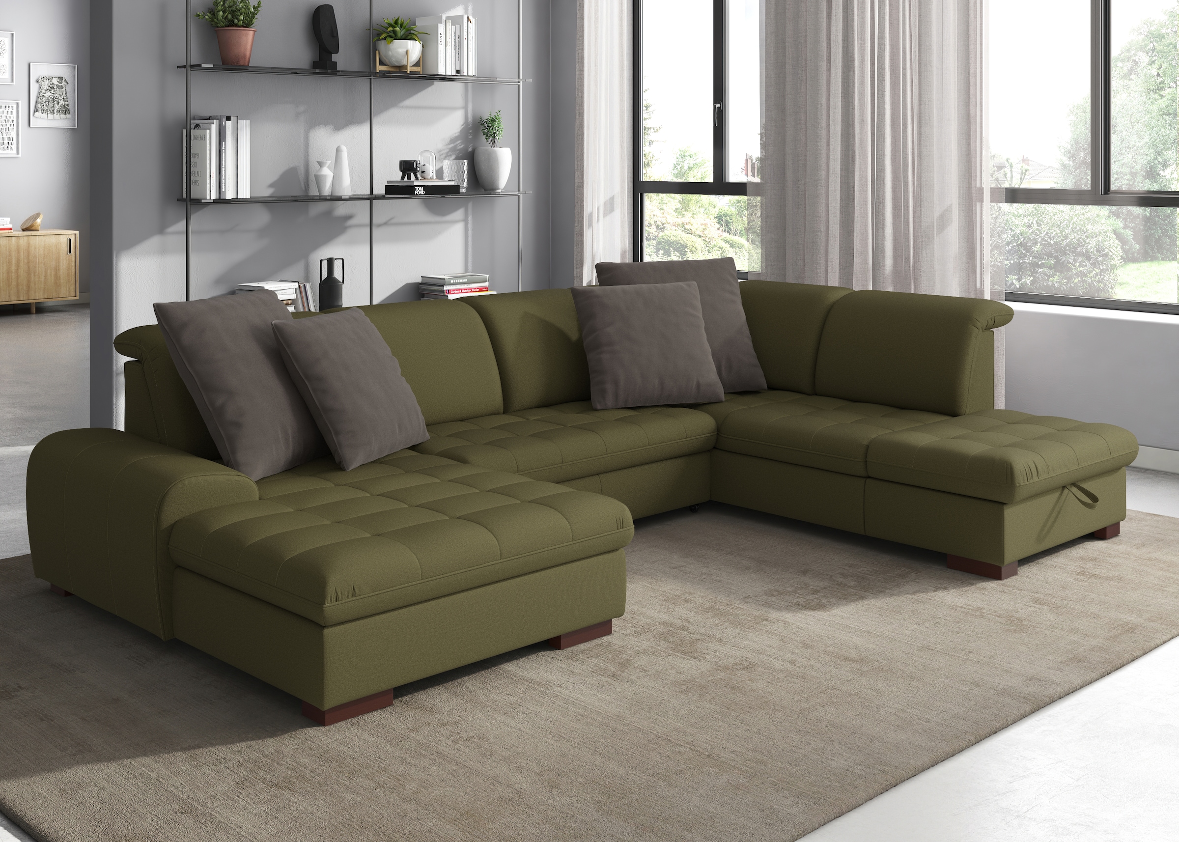 sit&more Wohnlandschaft »Luxor U-Form«, wahlweise mit Bettfunktion, Bettkas günstig online kaufen