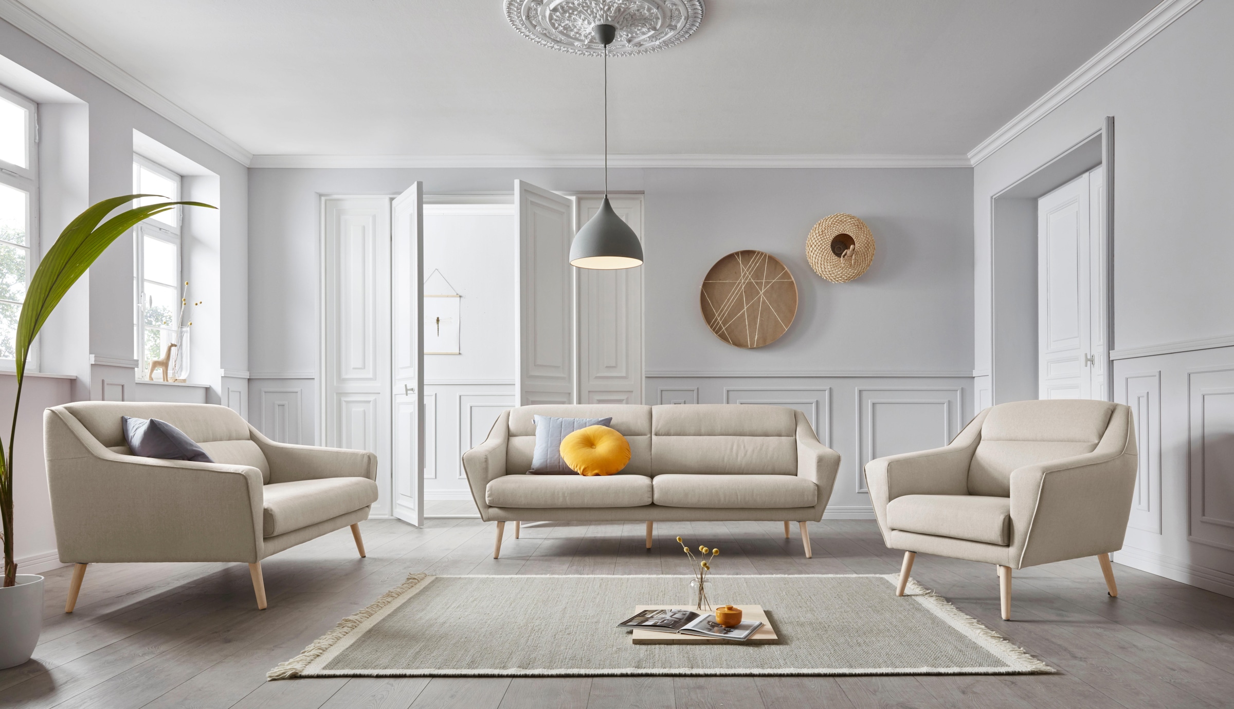 OTTO home 3-Sitzer »Bille« mit Naht im Rückenkissen und Eiche-Beinen, Design by Morten Georgsen