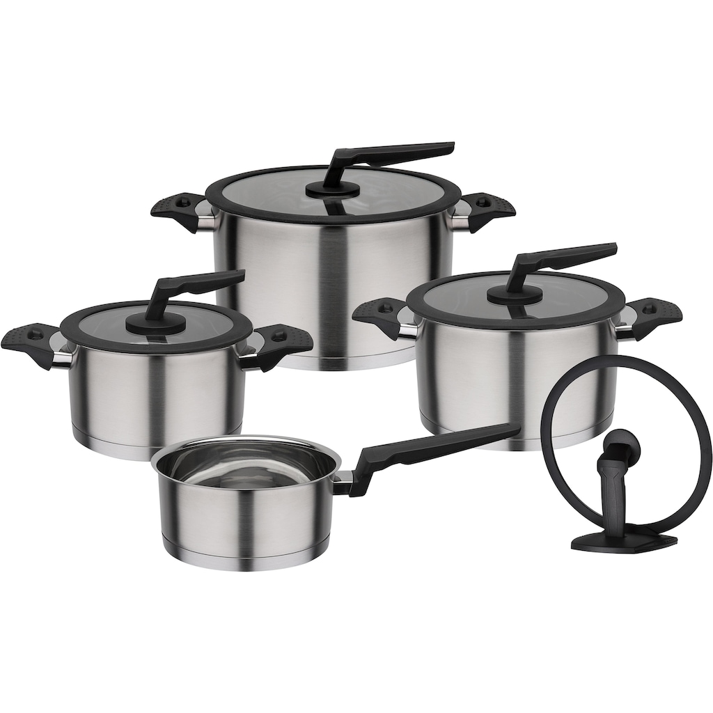 GSW Topf-Set »APART«, Edelstahl 18/8, (Set, 9 tlg., je 1 Fleischtopf 16/20/24 cm, 1 Stieltopf 16 cm)