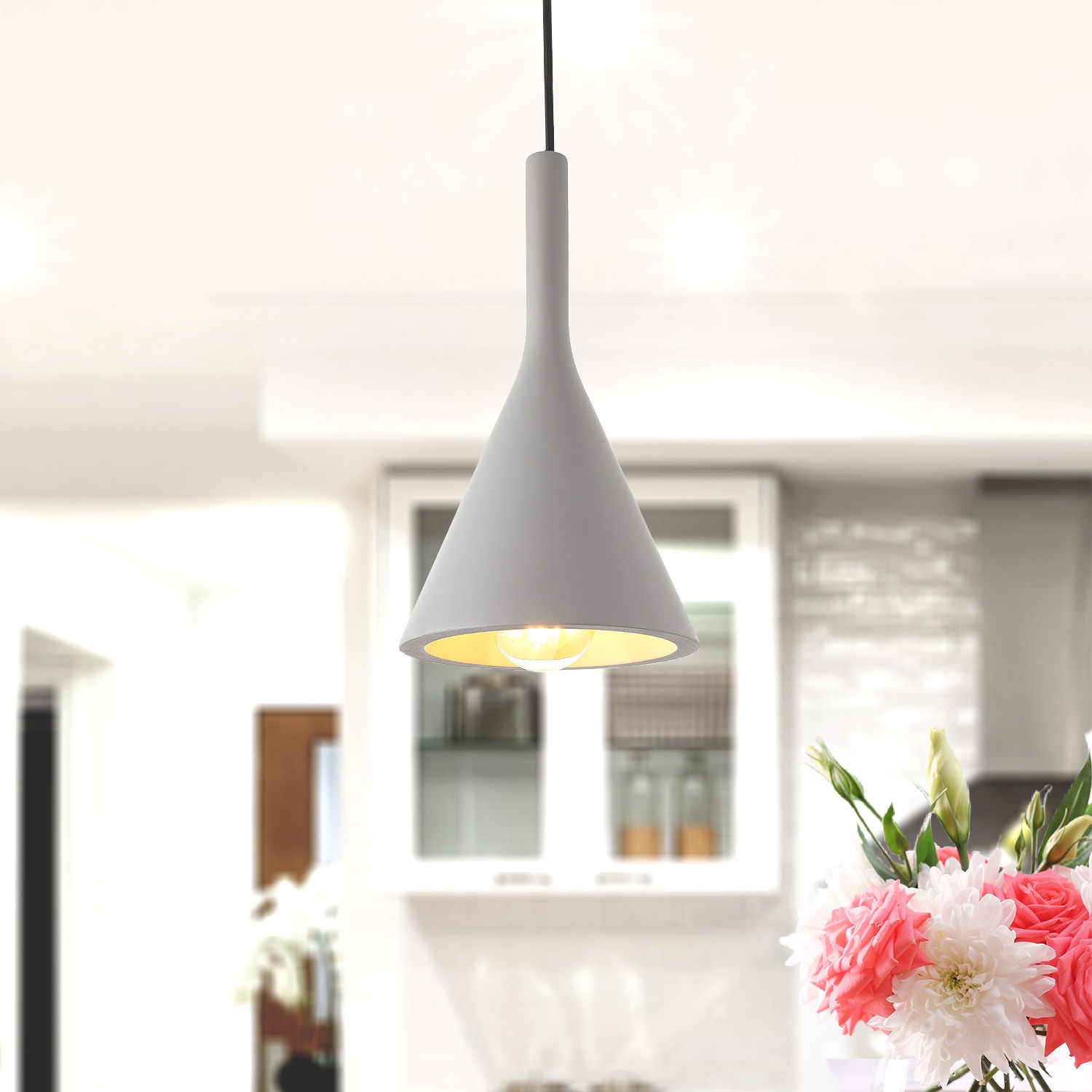 Paco Home Pendelleuchte »CLOUCH«, 1 flammig-flammig, LED, E27, Lampe Für Wohnzimmer Esszimmer Küche, Höhenverstellbar