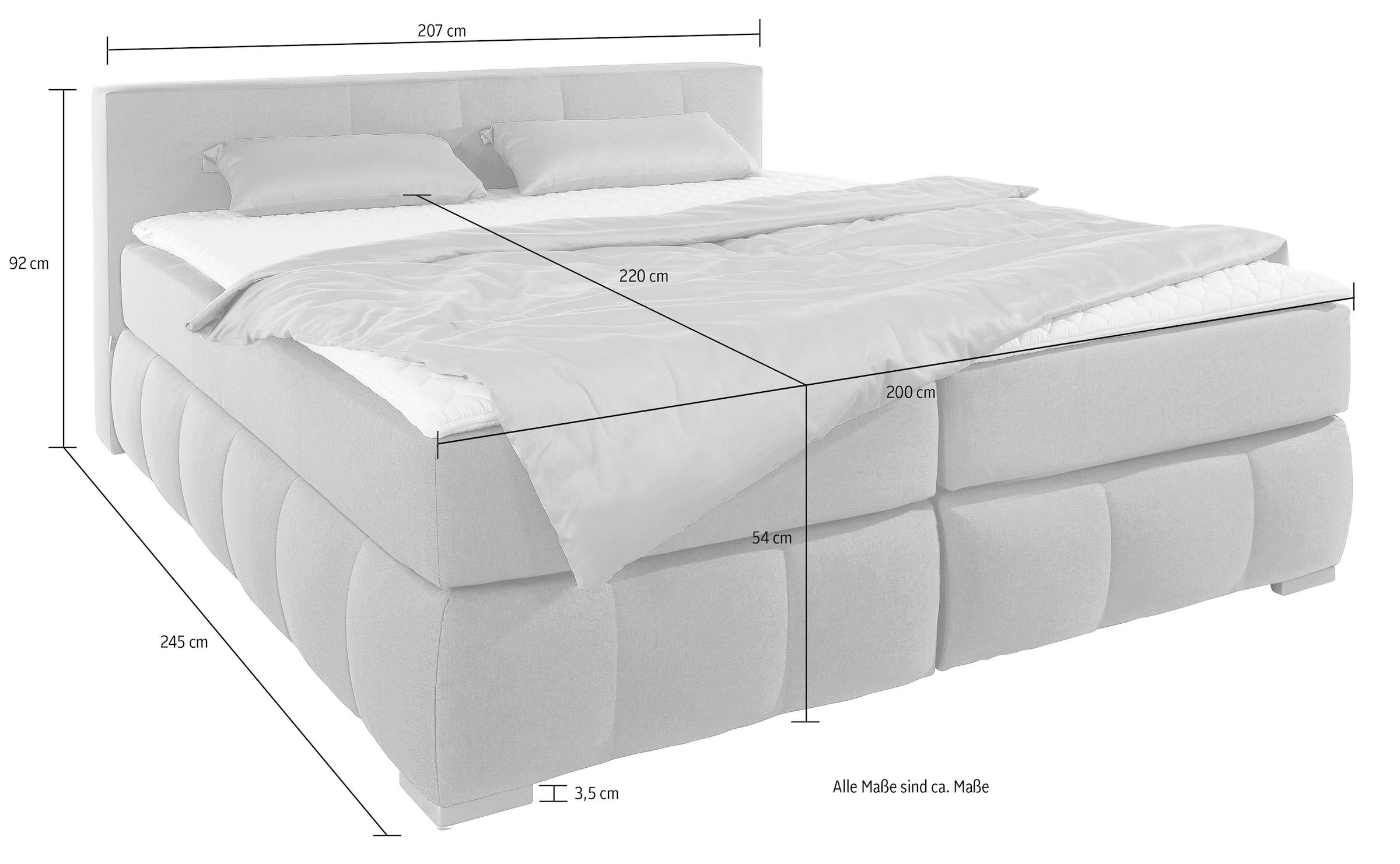 6. Bild von Guido Maria Kretschmer Home&Living Boxspringbett »Chelles«, inkl. Topper, in XXL- Überlänge 220 cm, Unterbox mit feine Wölbung