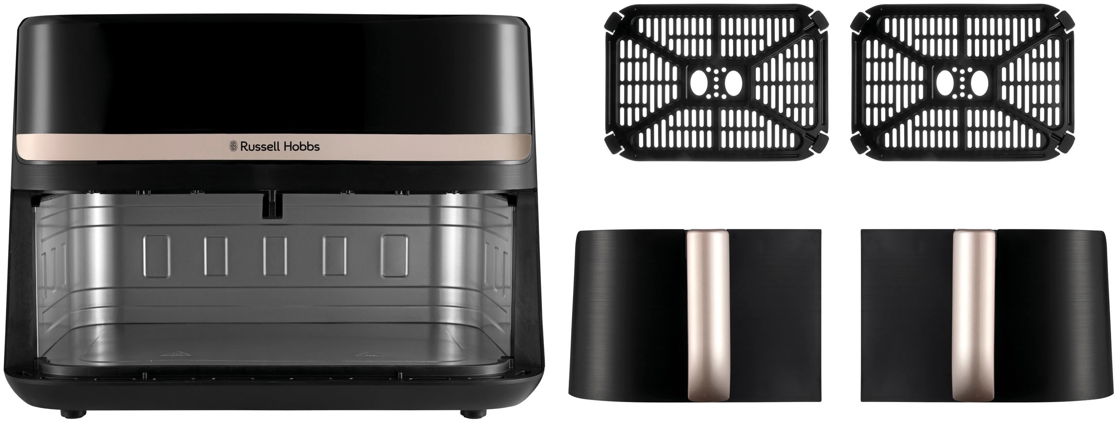 RUSSELL HOBBS Heißluftfritteuse »27680-56 s SatisFryTM Dual basket, 4,5L«, 2800 W, Airfryer–wenig oder kein Öl erforderlich, 9 Programme, 9 L