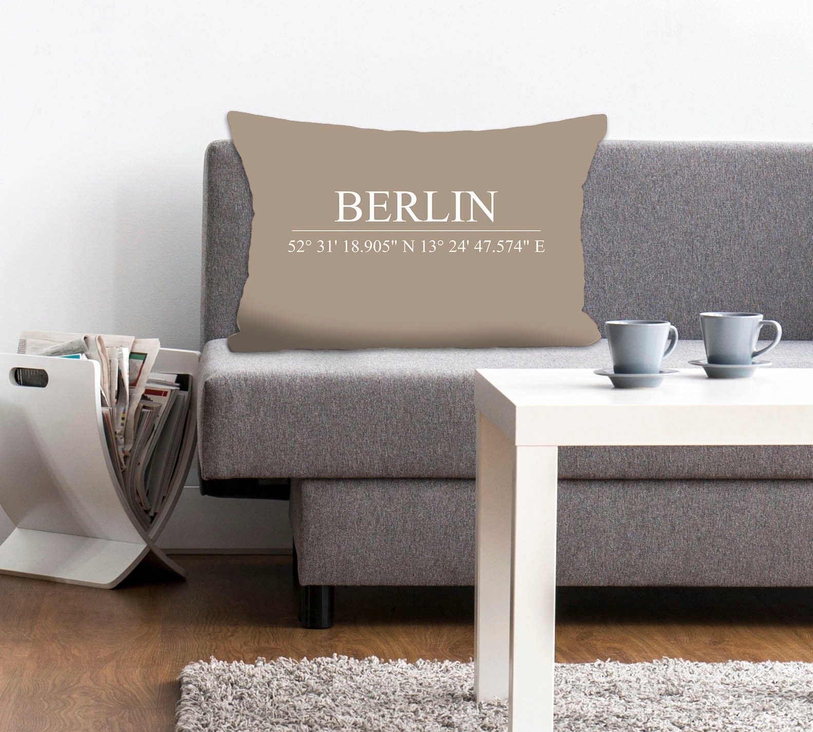 queence Dekokissen »Berlin«, Kissenhülle,Grau,Berlin,Schriftzug,Koordinaten günstig online kaufen