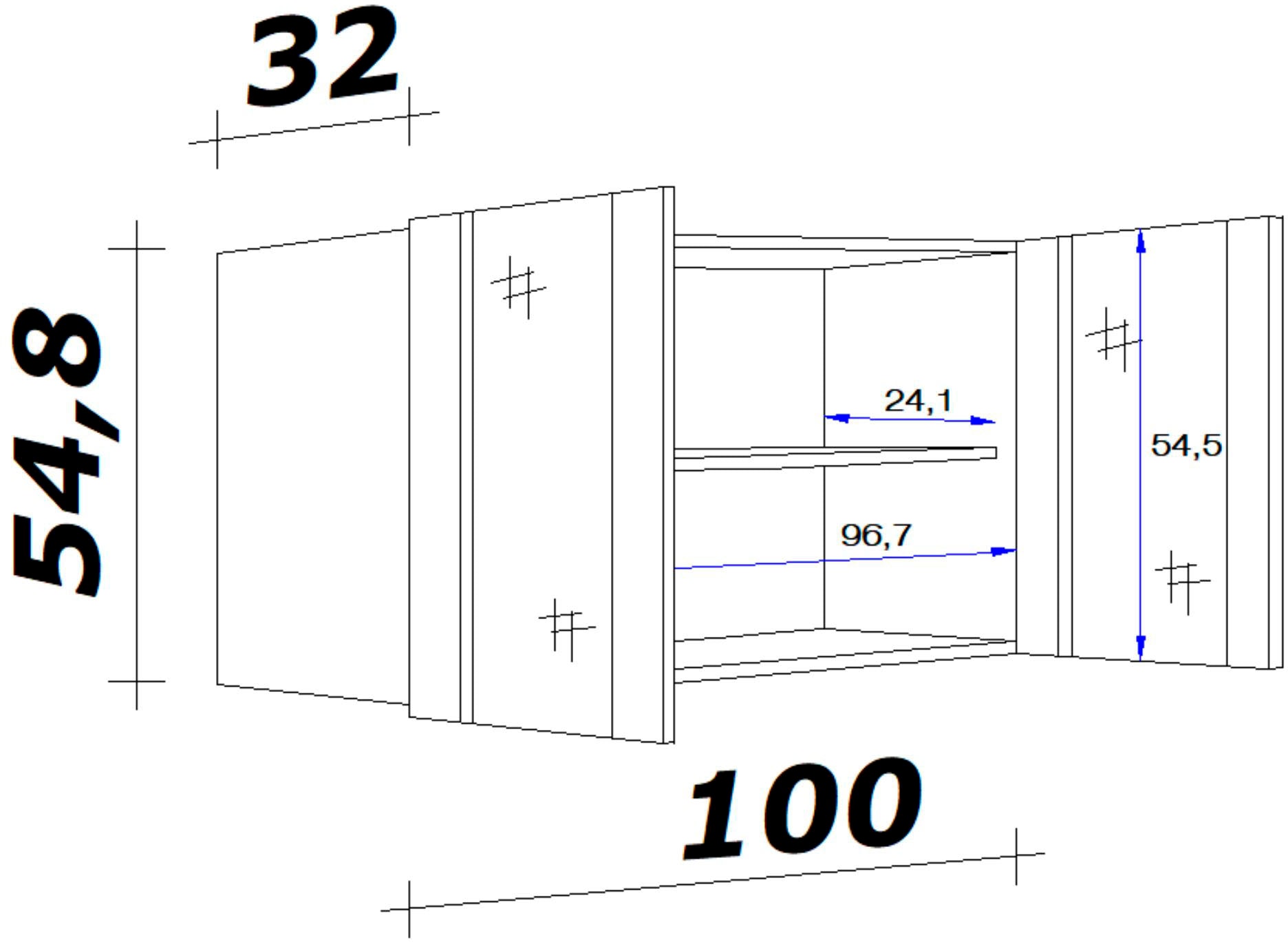 Flex-Well Glashängeschrank »Nano«, (B x H x T) 100 x 54,8 x 32 cm, mit Stollenglastüren