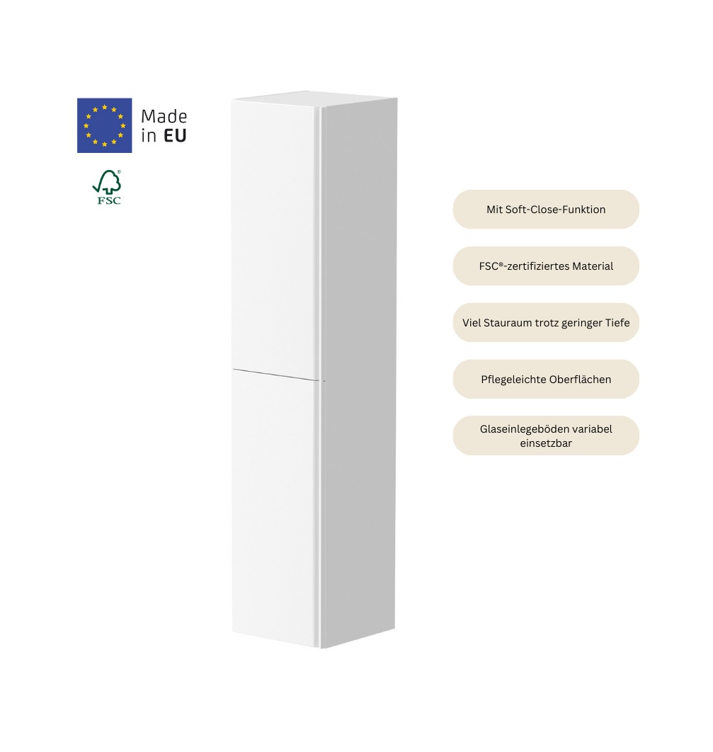 welltime Hochschrank »Cosmos«, mit Soft-Close Funktion, Breite 35 cm, Höhe 160 cm, FSC®