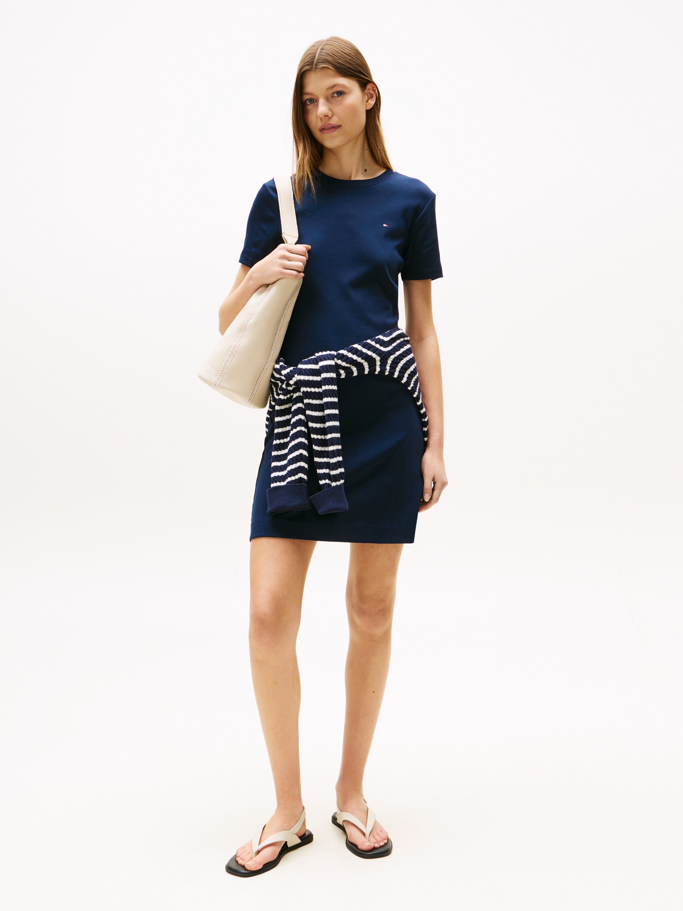 Tommy Hilfiger Shirtkleid »NEW CODY STR SLIM SHORT DRS SS«, mit allover Streifendessin, Logo-Flag
