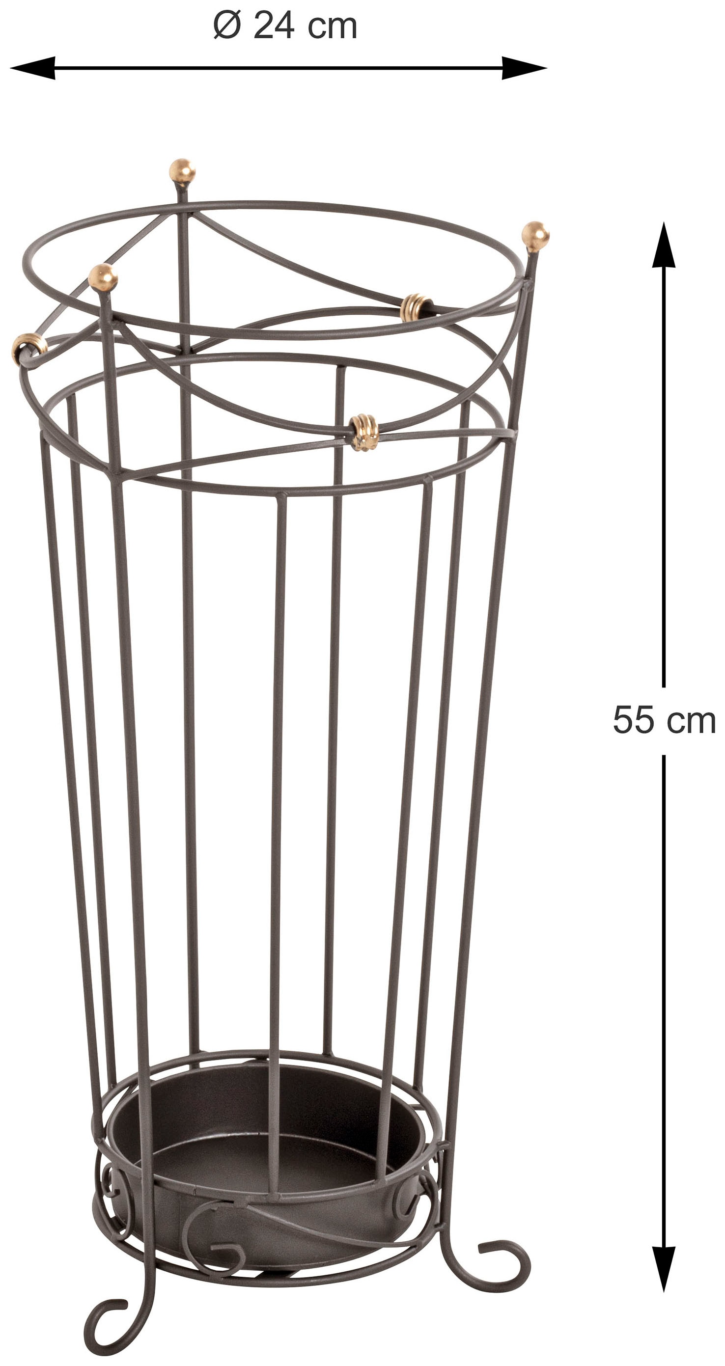 HAKU Schirmständer »Regenschirmständer, Schirmkorb« konisch - aus Metall Anthrazit - Ø/H 24/55 cm
