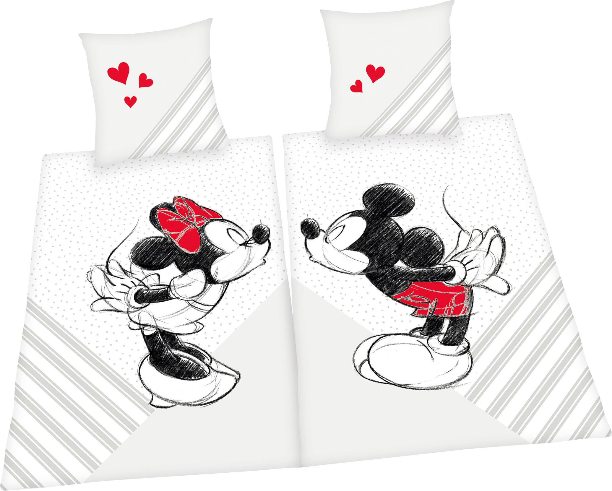 Disney Partnerbettwäsche »Disney's Mickey und Minnie Mouse in Gr. 135x200 c günstig online kaufen