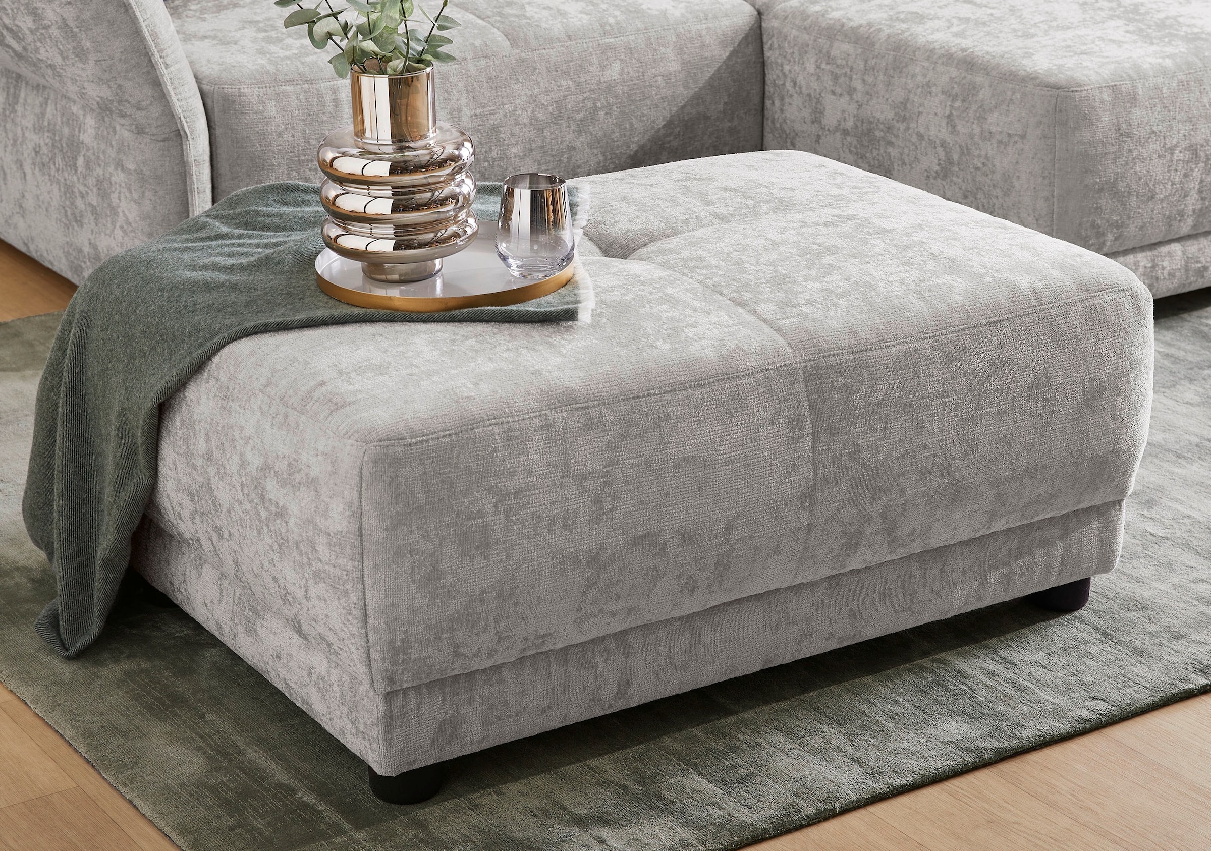 Jockenhöfer Gruppe Hocker »Loggia« Mit Wellenfederung, Steppnähte, kuscheliger Chenillestoff