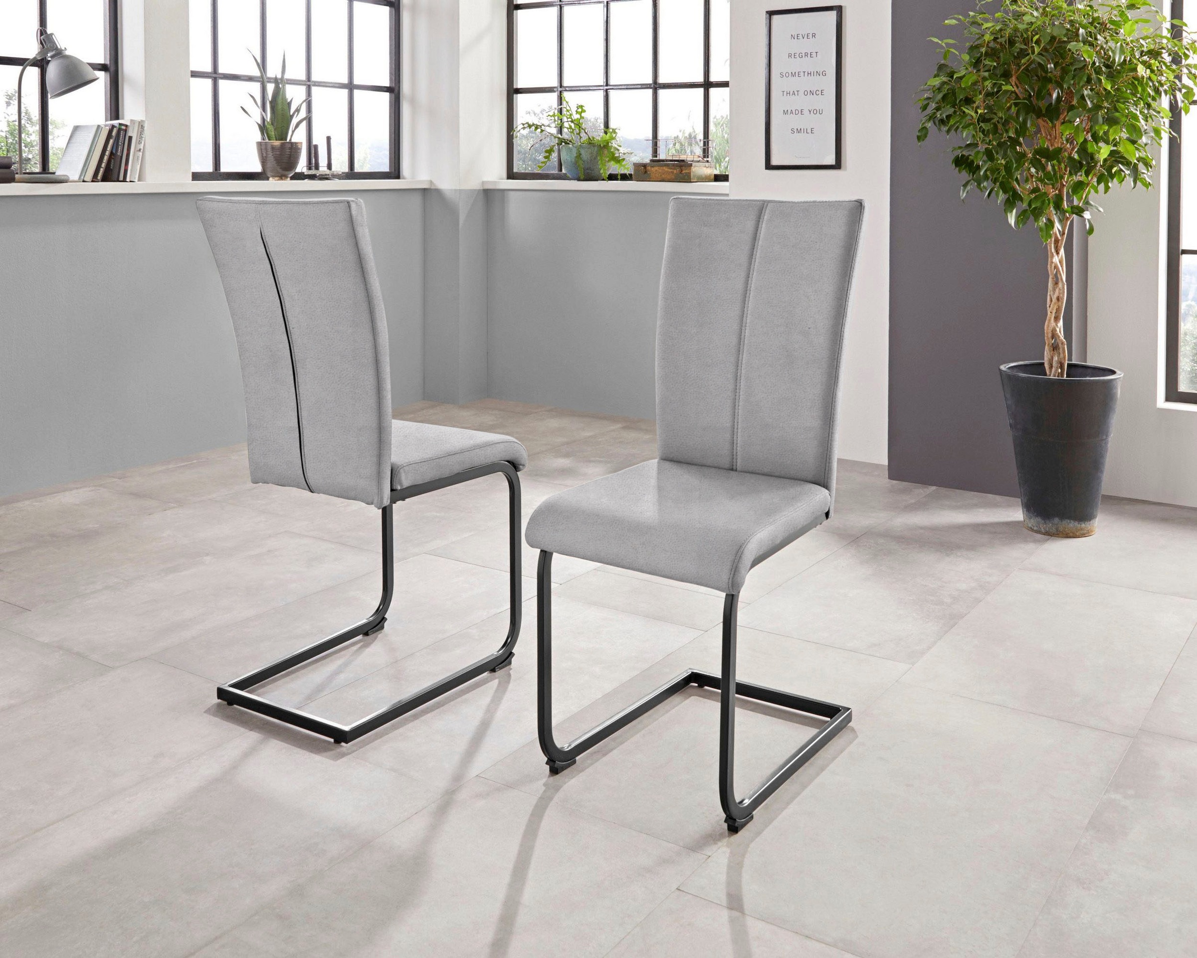 Home affaire Freischwinger "Oliver", (Set), 2 St., Microfaser, Stuhl belast günstig online kaufen