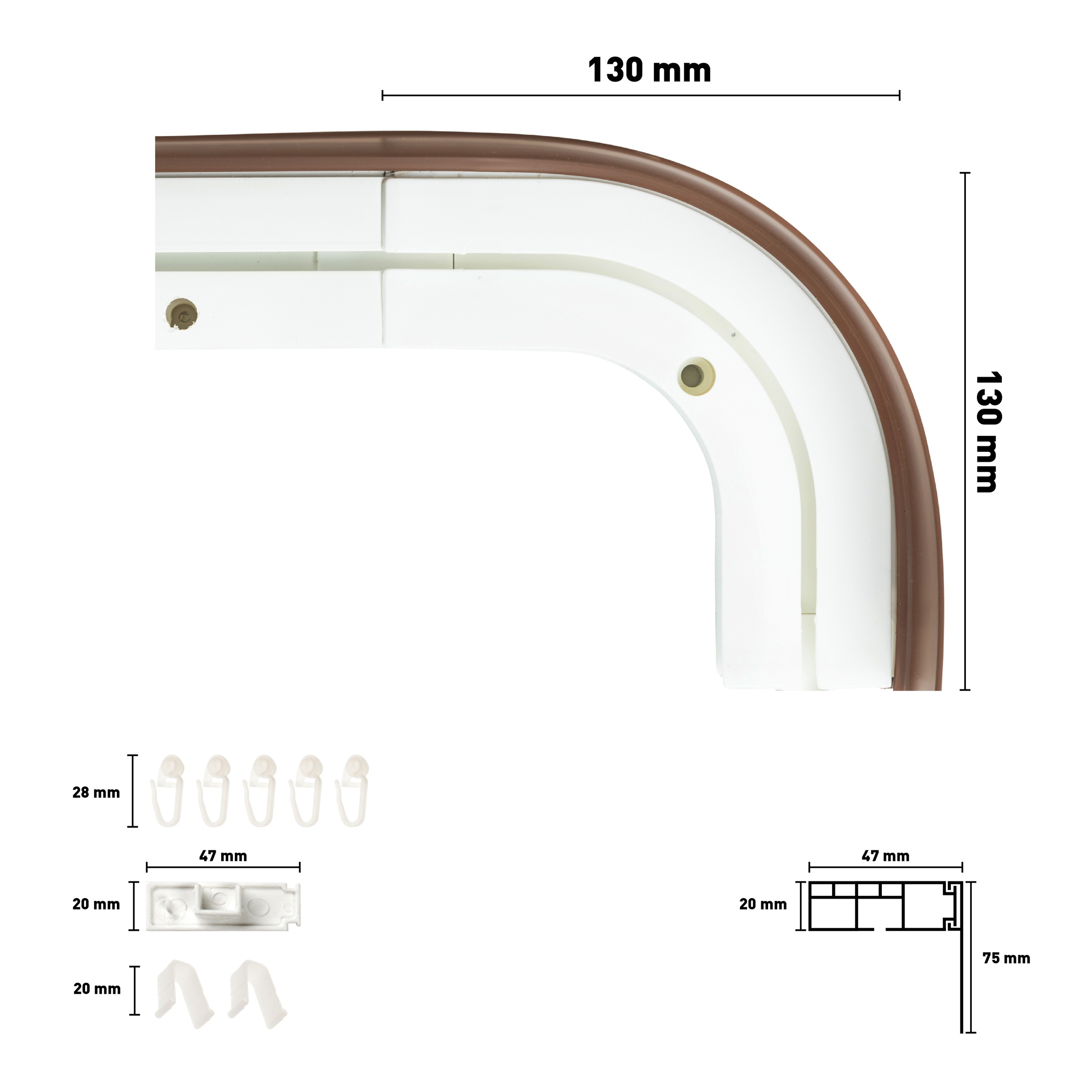SN DECO GROUP Gardinenschiene »SH1 mit Blende 7,5 cm«, 1 läufig-läufig, Fixmaß, mit Blende 7,5 cm