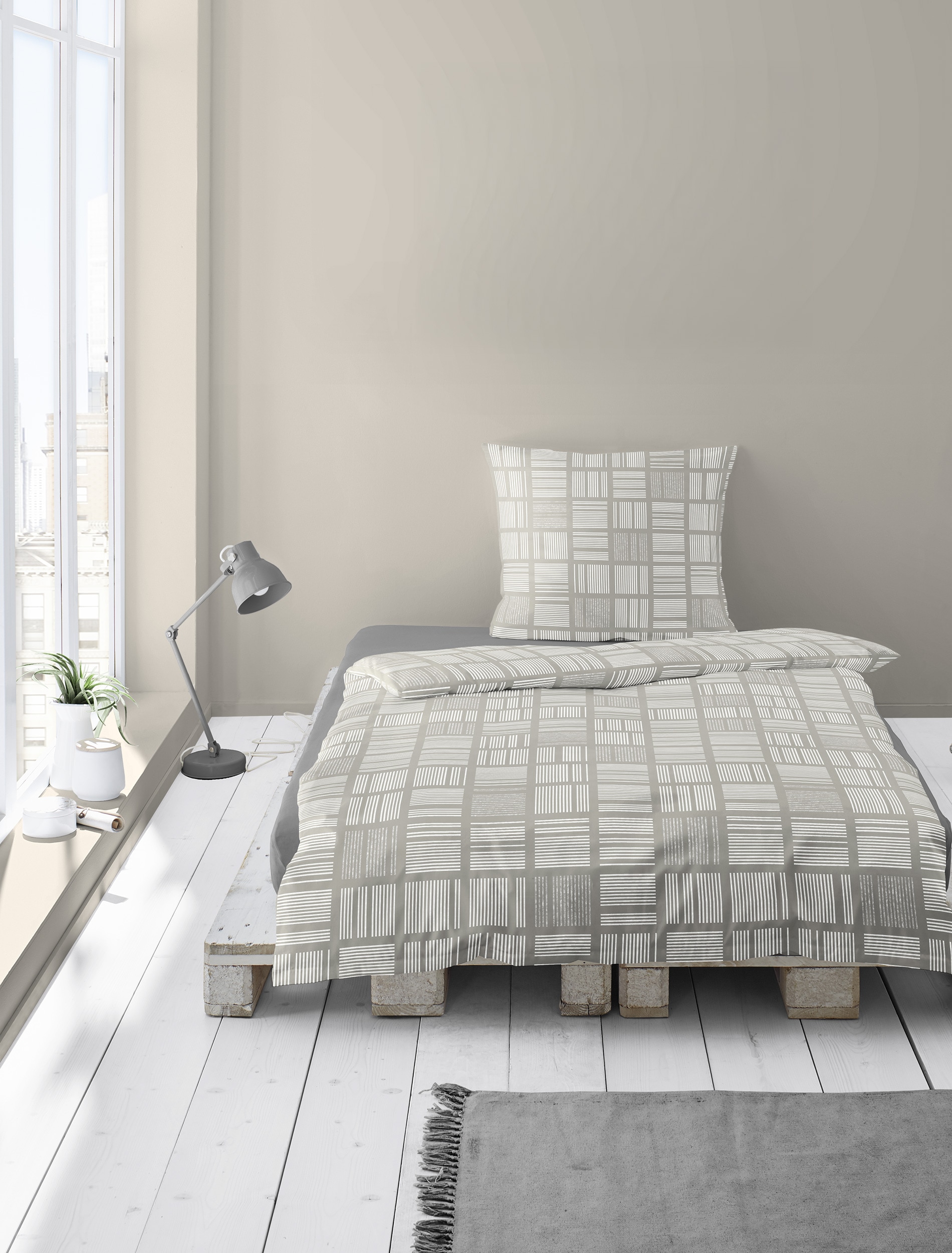 BIERBAUM Bettwäsche »3063« 2 Stk. tlg. Mako-Satin, 100 % Baumwolle, pflegeleicht