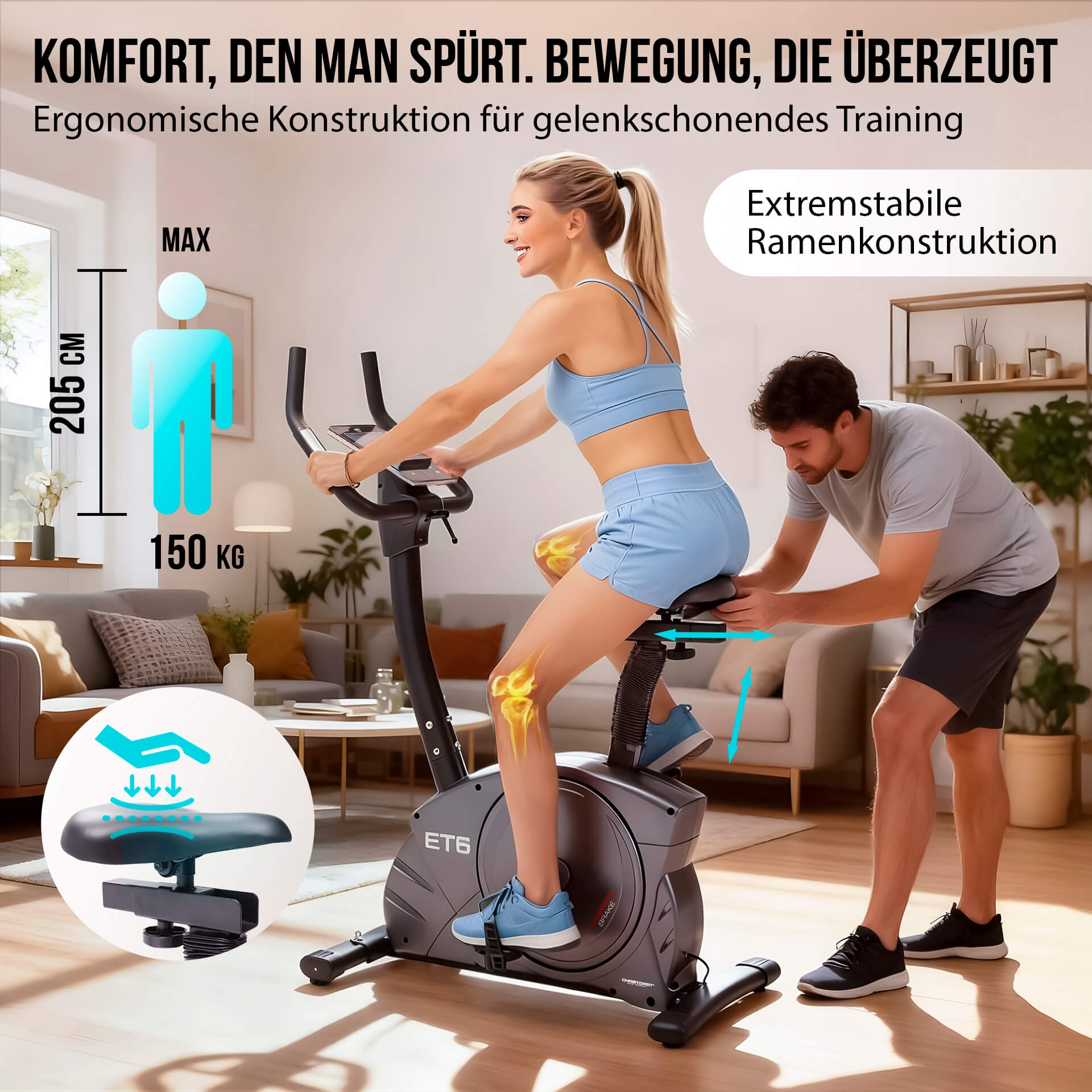 Christopeit Sport® Ergometer »ET 6« 150 kg max. Benutzergewicht, Fahrrad, 24 Widerstandsstufen