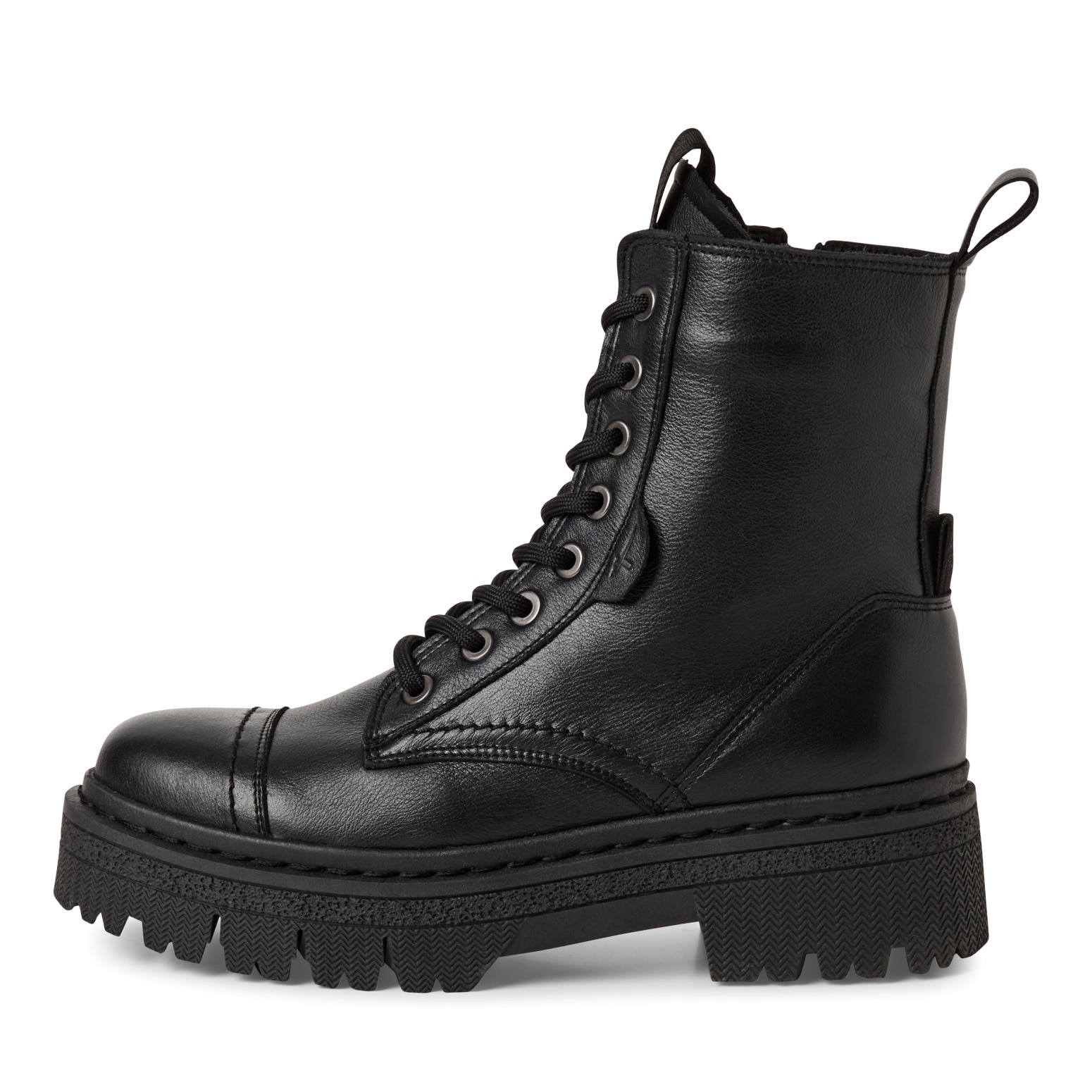 Tamaris Schnürstiefelette, Blockabsatz, Plateau, Schnürboots mit T-Prägung am Label