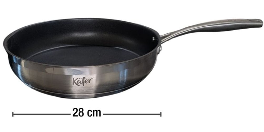 Käfer Bratpfanne »Käfer Edelstahlpfanne«, Edelstahl 18/10, (1 tlg.), Edelstahl, Teflon Select®, ergonomisch, induktionsgeeignet