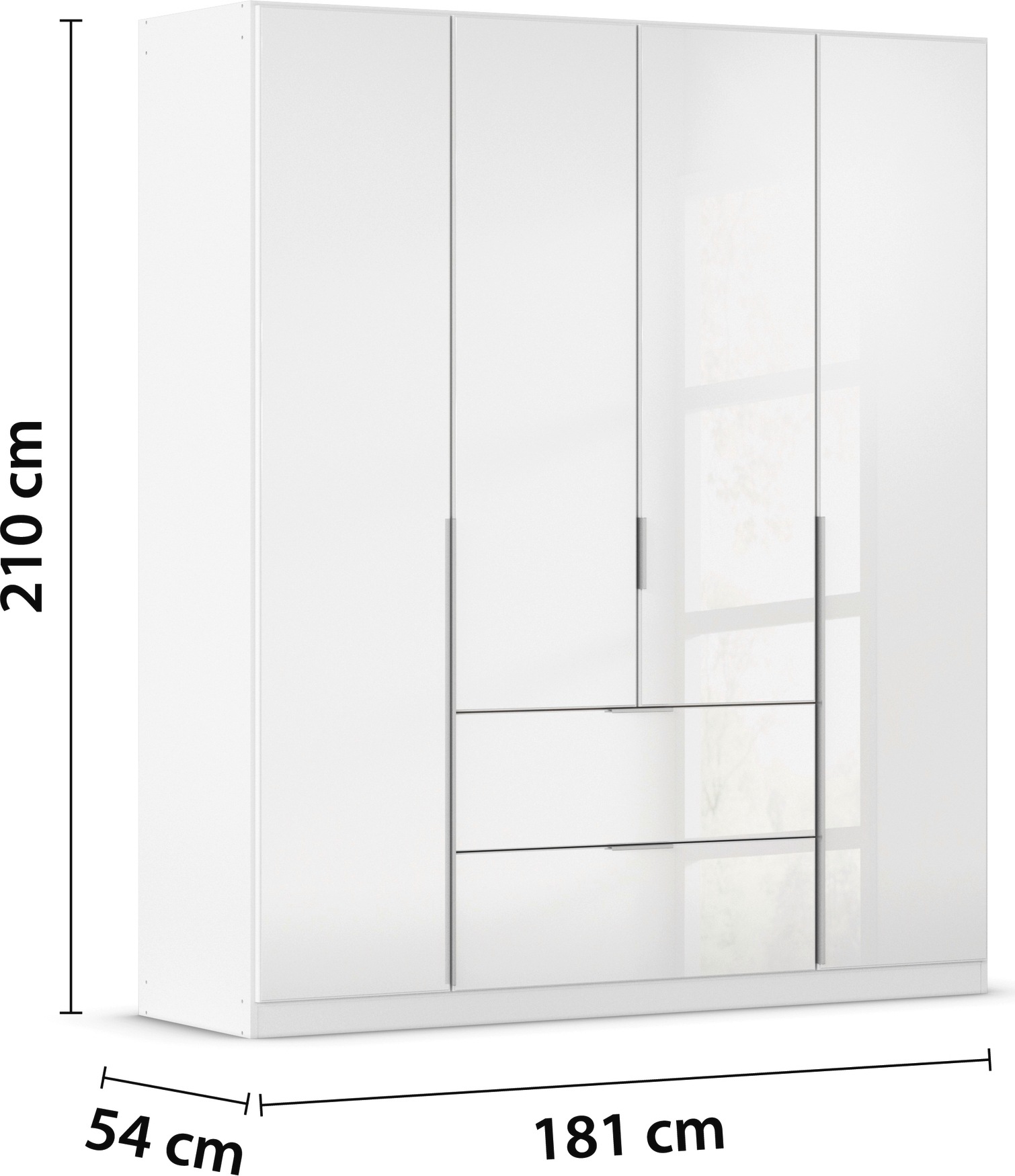 rauch Drehtürenschrank »Kleiderschrank Kleiderschränke Schrank Garderobe AGORDO mit Glasfront«, (in zwei Griff-Farben mit Glasfront), mit Außenschubkästen, in 6 Breiten und 2 Höhen MADE IN GERMANY