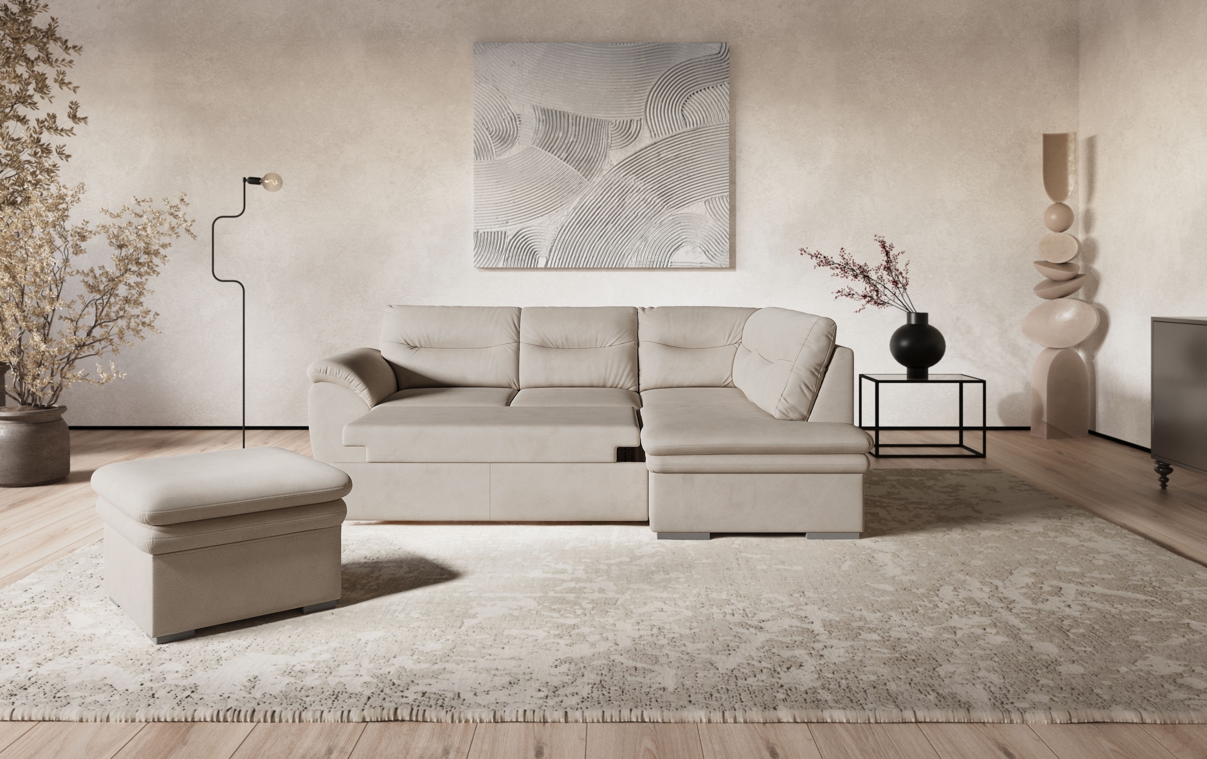 COTTA Ecksofa »Leandra L-Form«, wahlweise mit Bettfunktion & Bettkasten