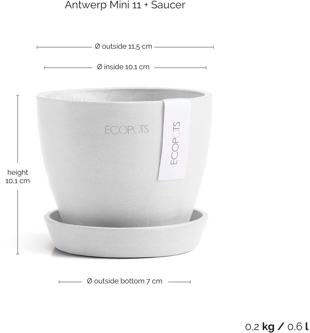 ECOPOTS Blumentopf »Antwerp Mini 11 Weiß« für den Innenbereich