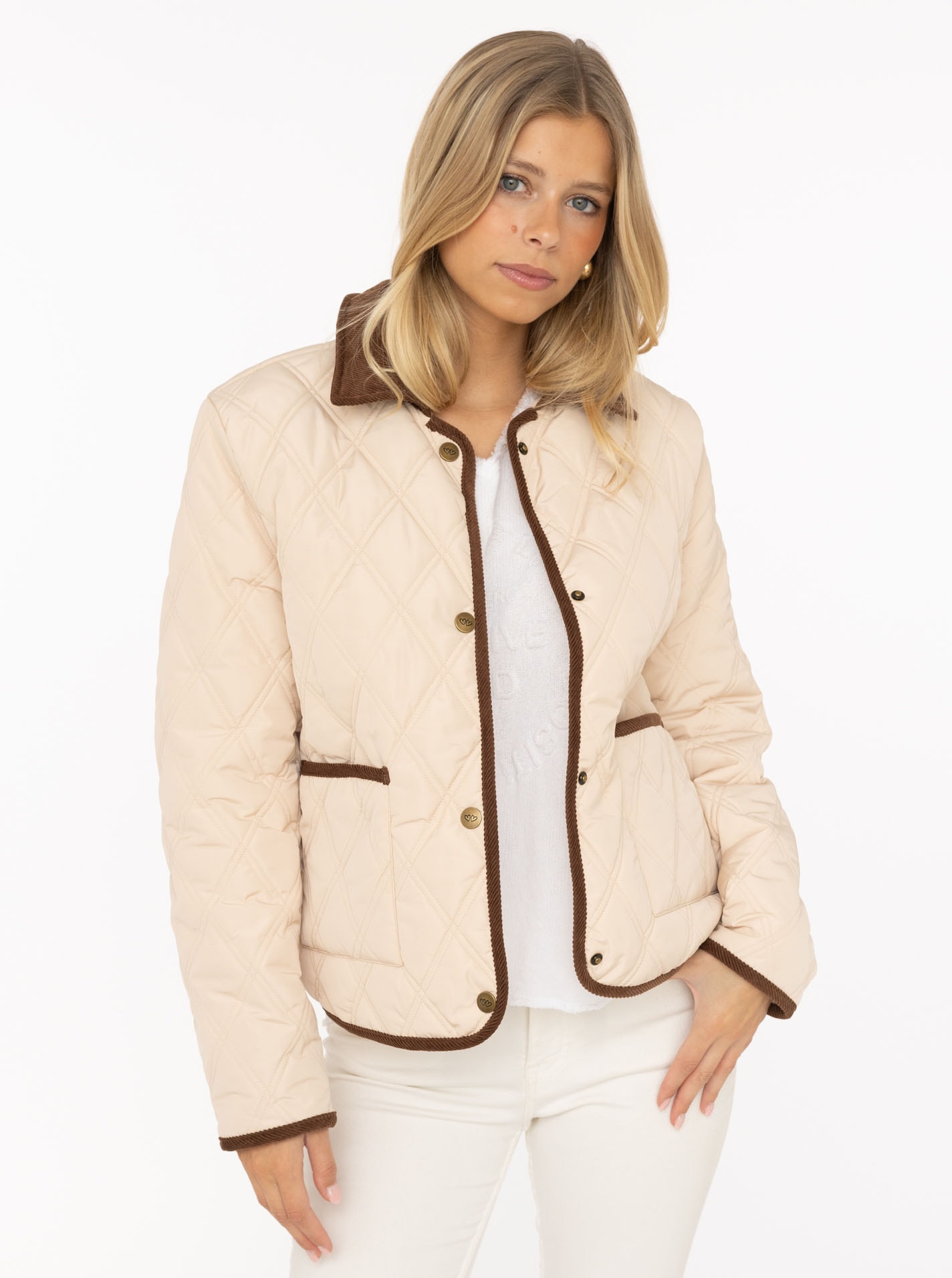 Zwillingsherz Steppjacke »"Classic"« ohne Kapuze Kordkragen, Knopfleiste und Taschen