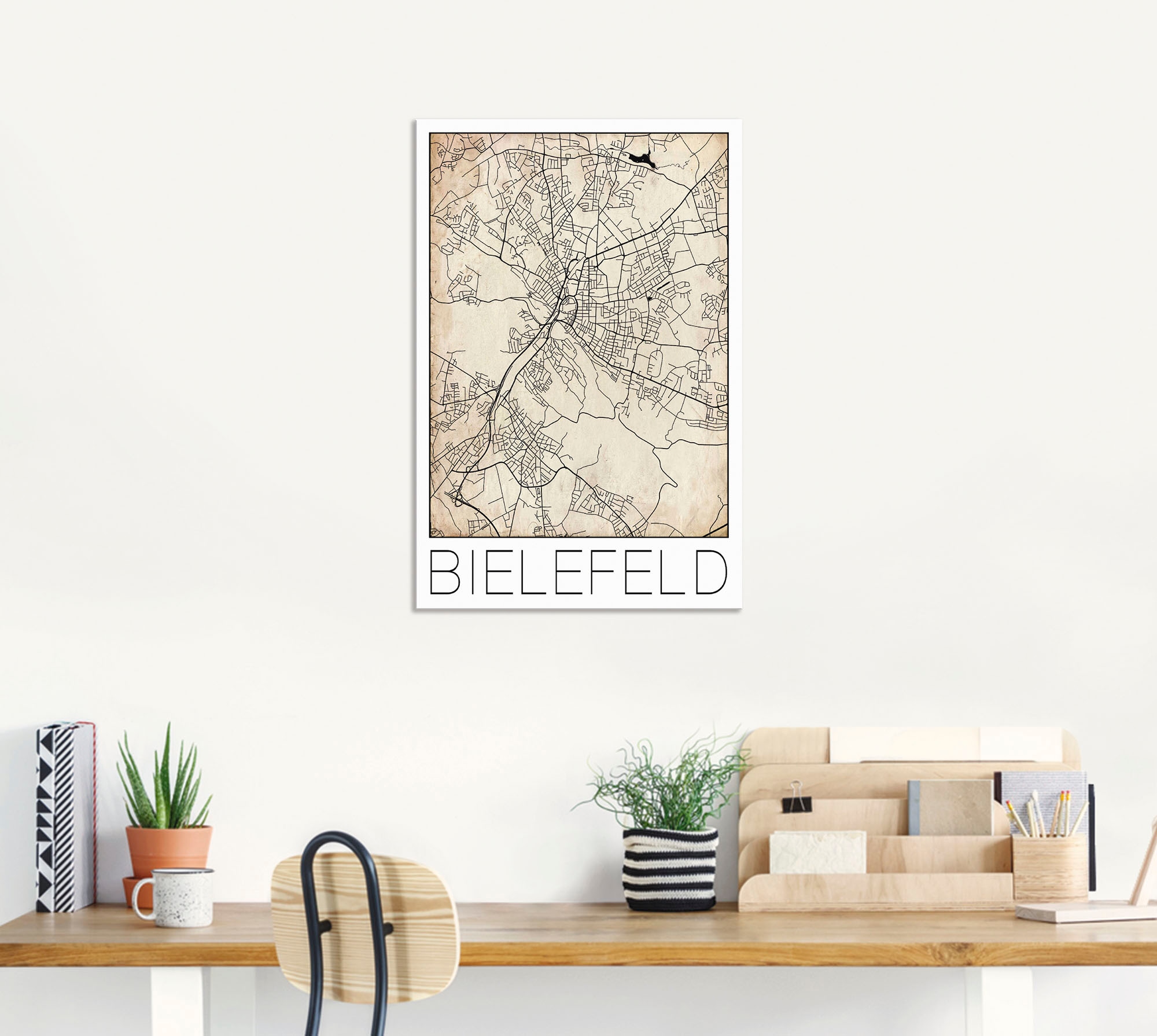 Artland Wandbild »Retro Karte Bielefeld Deutschland Grunge«, Deutschland, (1 St.), als Alubild, Leinwandbild, Wandaufkleber oder Poster in versch. Größen