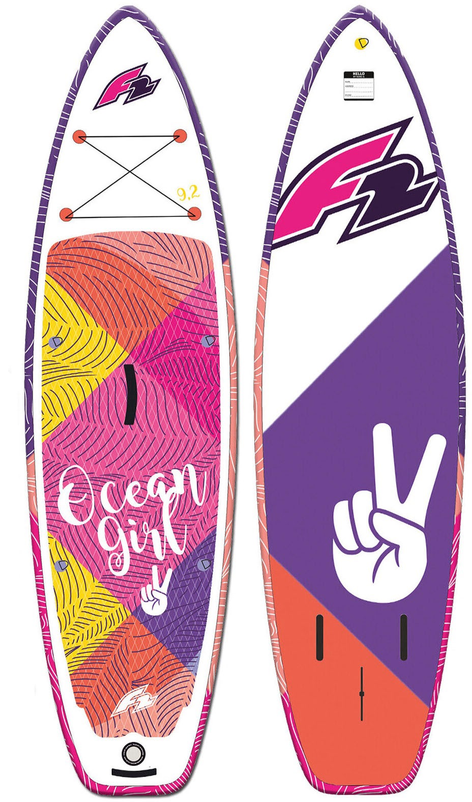 F2 SUP-Board »Ocean Girl Kids pink«, (Packung, 5 tlg.)