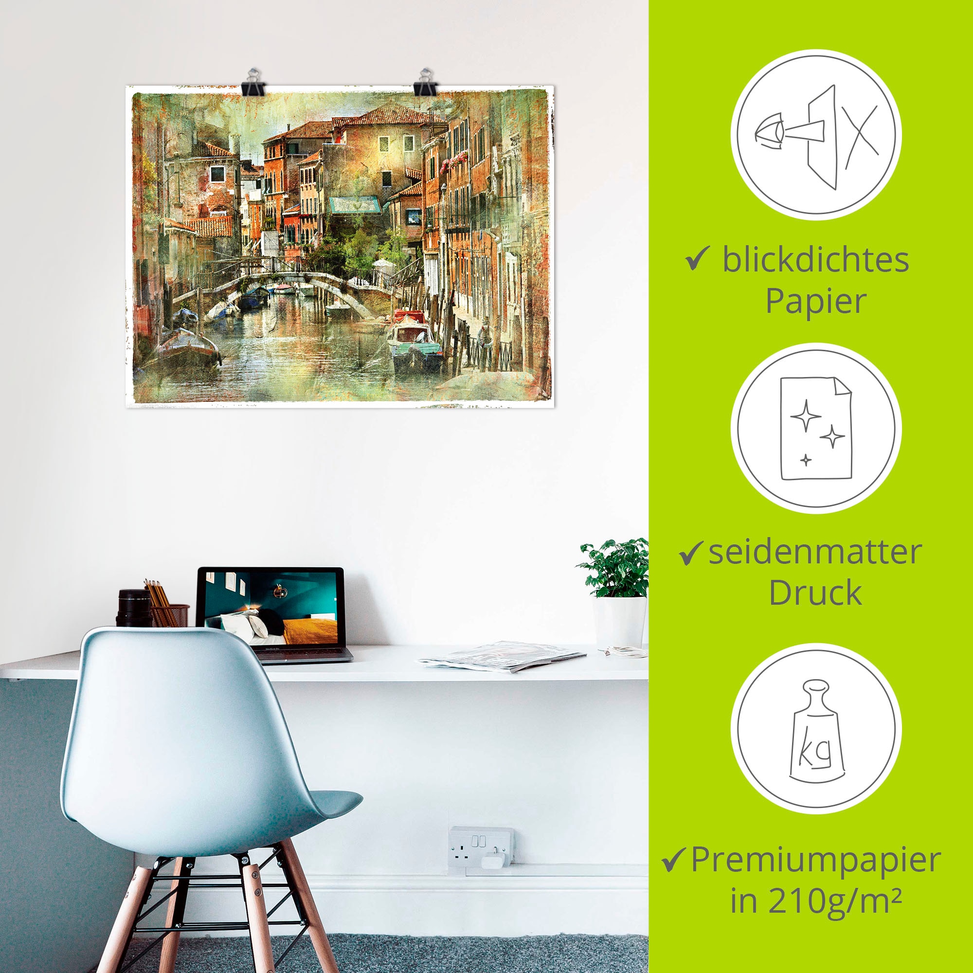 Artland Wandbild »Kanal in Venedig« Italien 1 Stk. tlg. als Leinwandbild, Poster in verschied. Größen