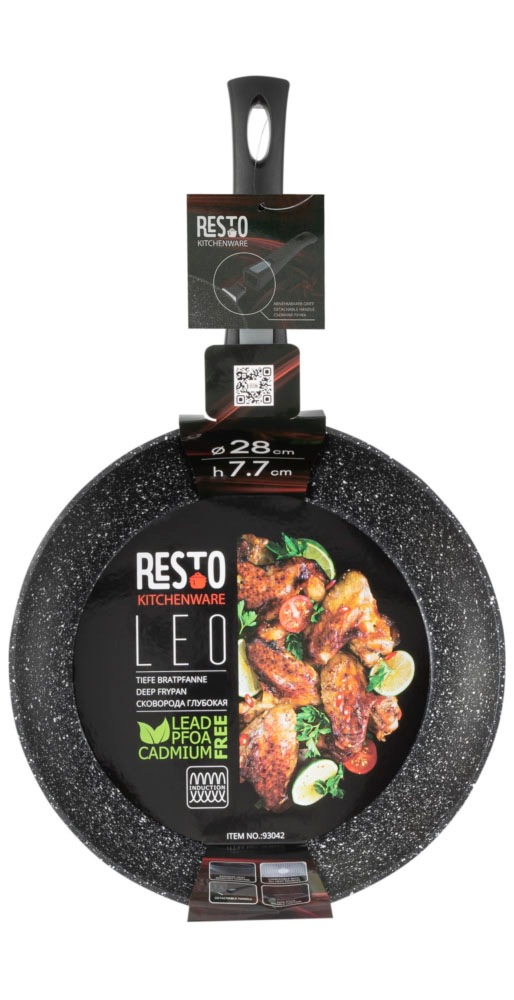 RESTO Kitchenware Bratpfanne »Leo, Wokpfanne mit vierschichtiger Marmor-Antihaftbeschichtung«, Aluminium, (1 tlg.), mit einem abnehmbaren Griff - backofenfest, spülmaschinenfest
