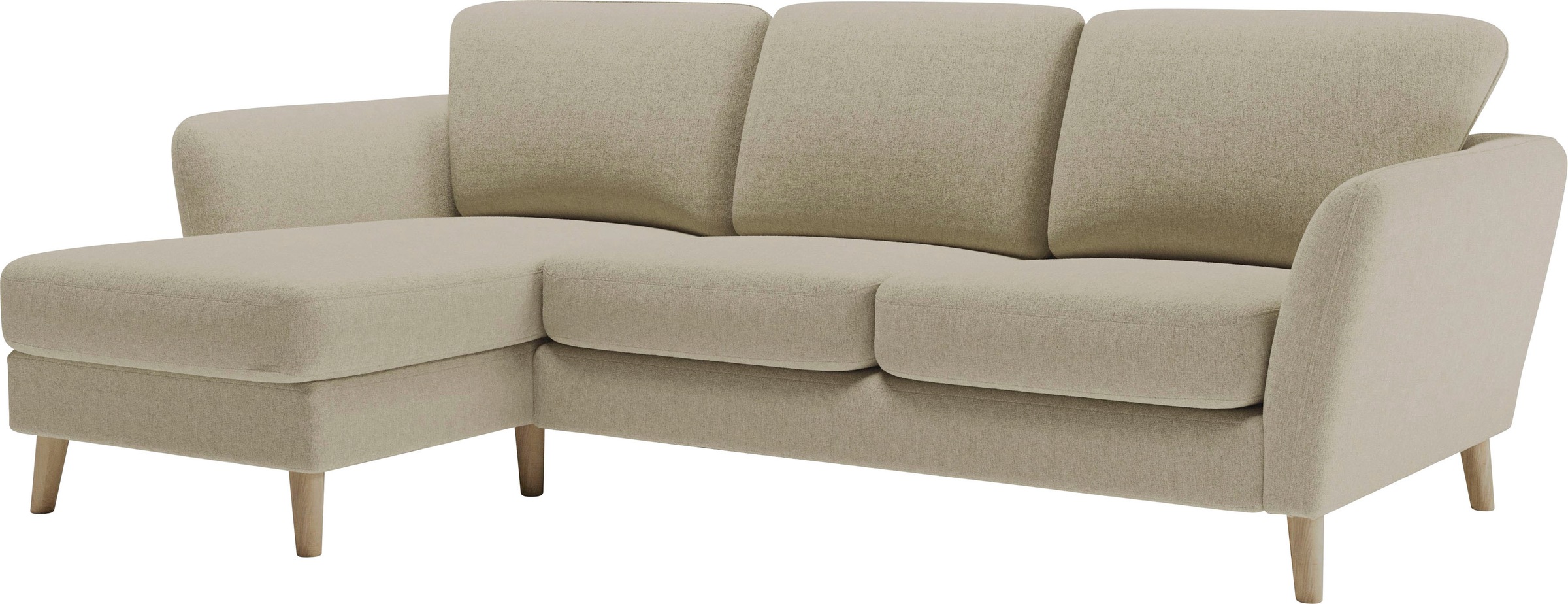 Home affaire Ecksofa »MARSEILLE (242/152cm),L-Form, Rec. rechts/links«, Massivholzbeine Eiche, Landhausstil, Wellenunterfederung