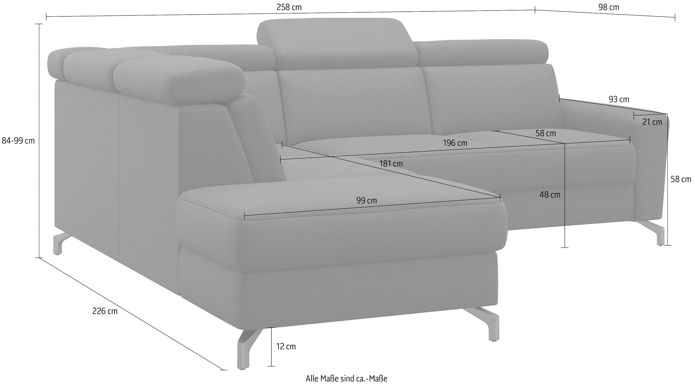 sit&more Ecksofa »Scarlett L-Form«, inklusive Kopfteilverstellung, wahlweise mit Bettfunktion, Bettkasten