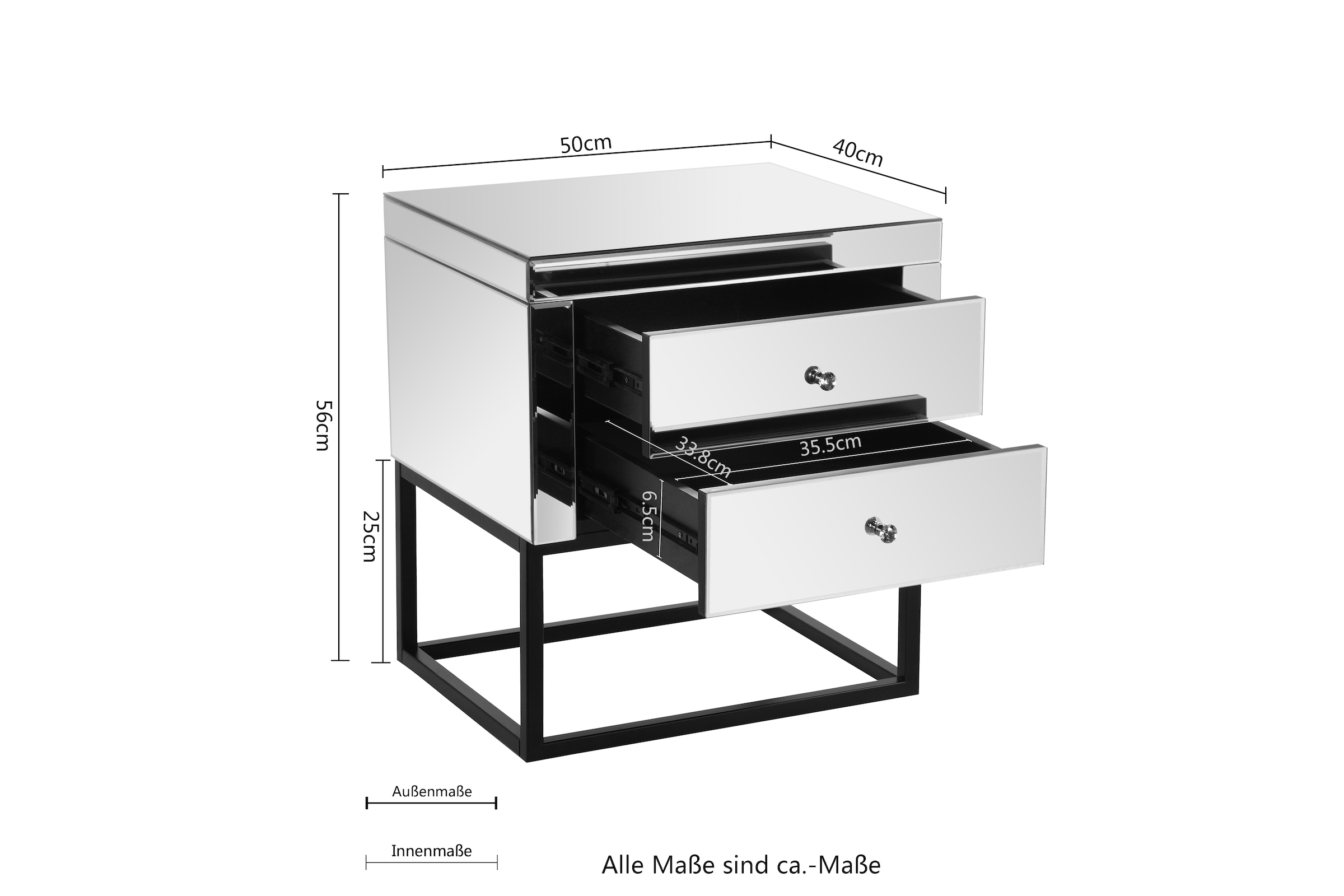 Guido Maria Kretschmer Home&Living Nachttisch »Aren«, Verspiegelt, Breite 50 cm