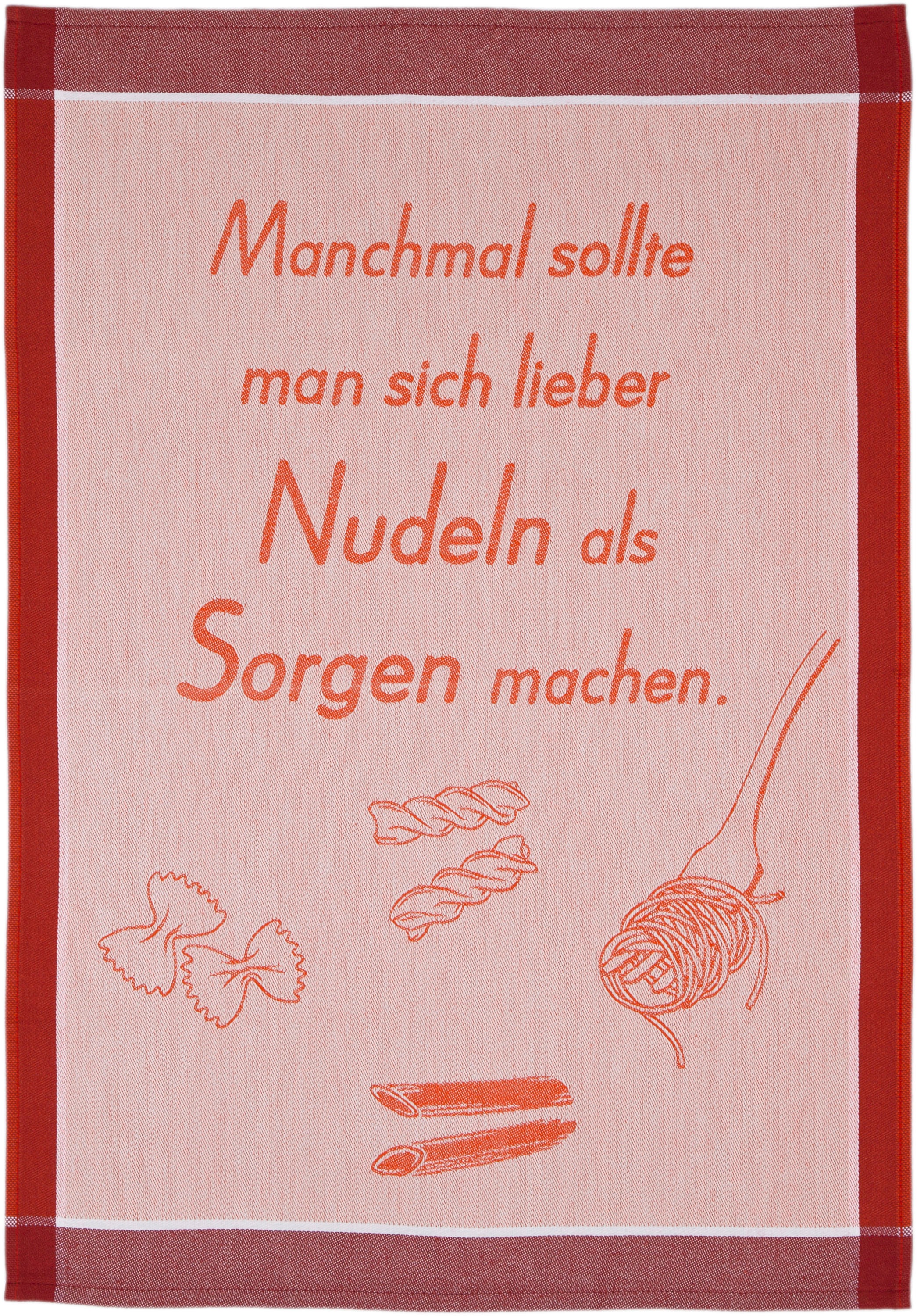 ROSS Geschirrtuch »Manchmal sollte man dich lieber Nudeln als Sorgen machen«, (Set, 3 tlg.), Sprüchetuch, aus 100% Baumwolle
